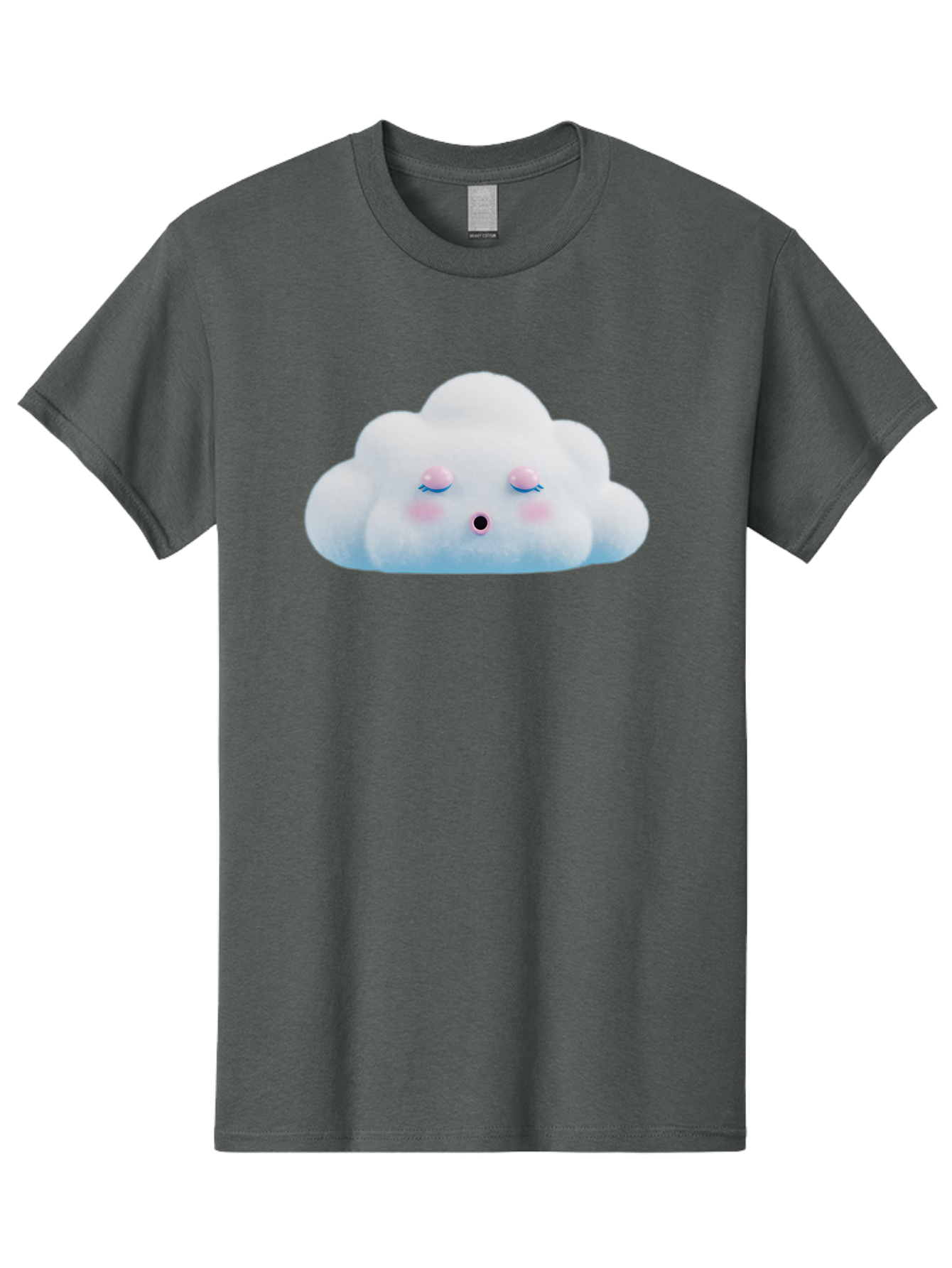 Sleeping-Cloud Men'S Graphic Tee, 100% Cotton, Comfortable Casual Summer Wear, Machine Washable, Cute Cloud, Fluffy White Cloud, Sleeping Face, Pastel Colors, Kawaii Design, Cloud Character, Soft Pink Cheeks, Closed Eyes, Serene Atmosphere, Bac410