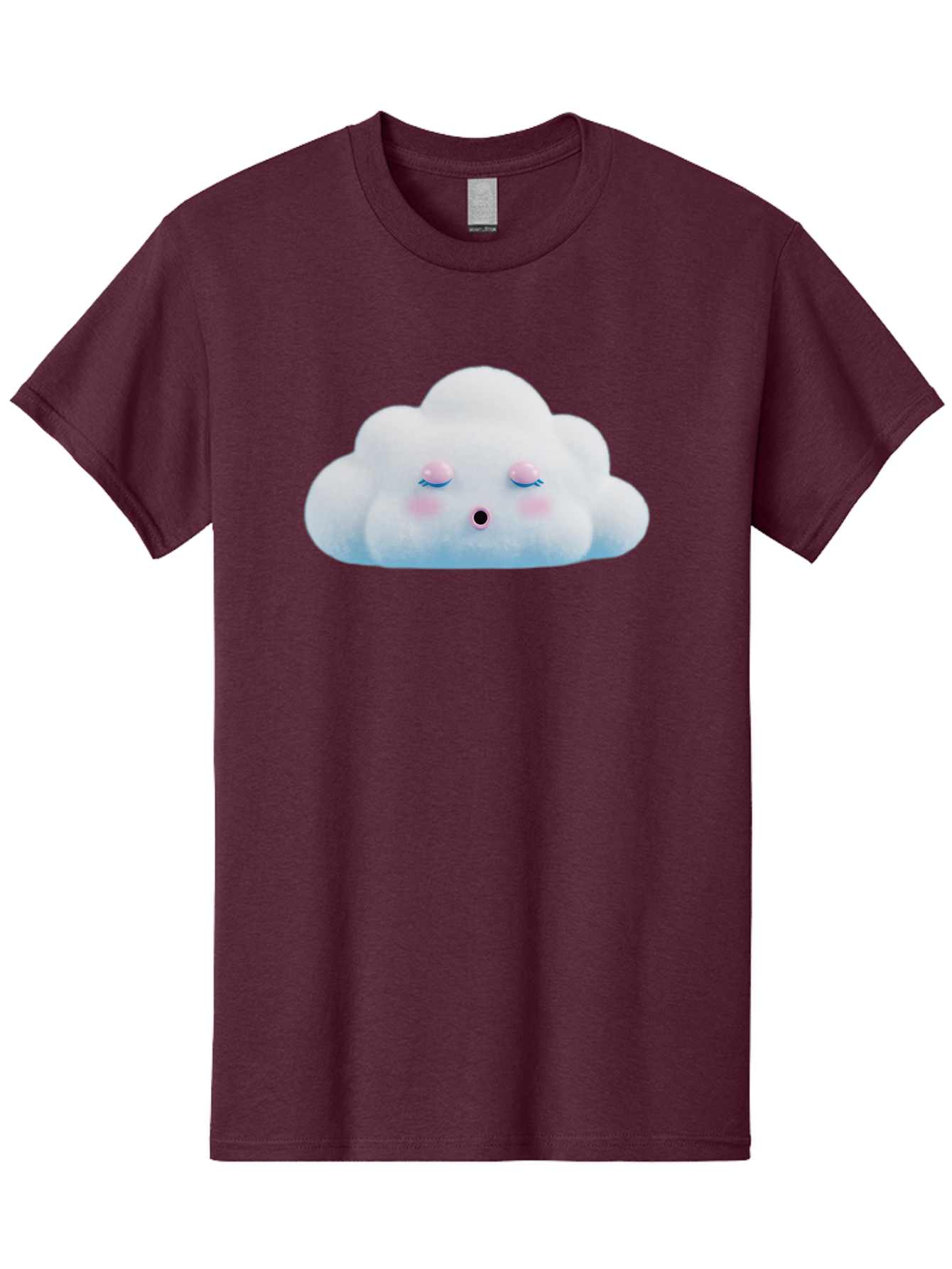 Sleeping-Cloud Men'S Graphic Tee, 100% Cotton, Comfortable Casual Summer Wear, Machine Washable, Cute Cloud, Fluffy White Cloud, Sleeping Face, Pastel Colors, Kawaii Design, Cloud Character, Soft Pink Cheeks, Closed Eyes, Serene Atmosphere, Bac410