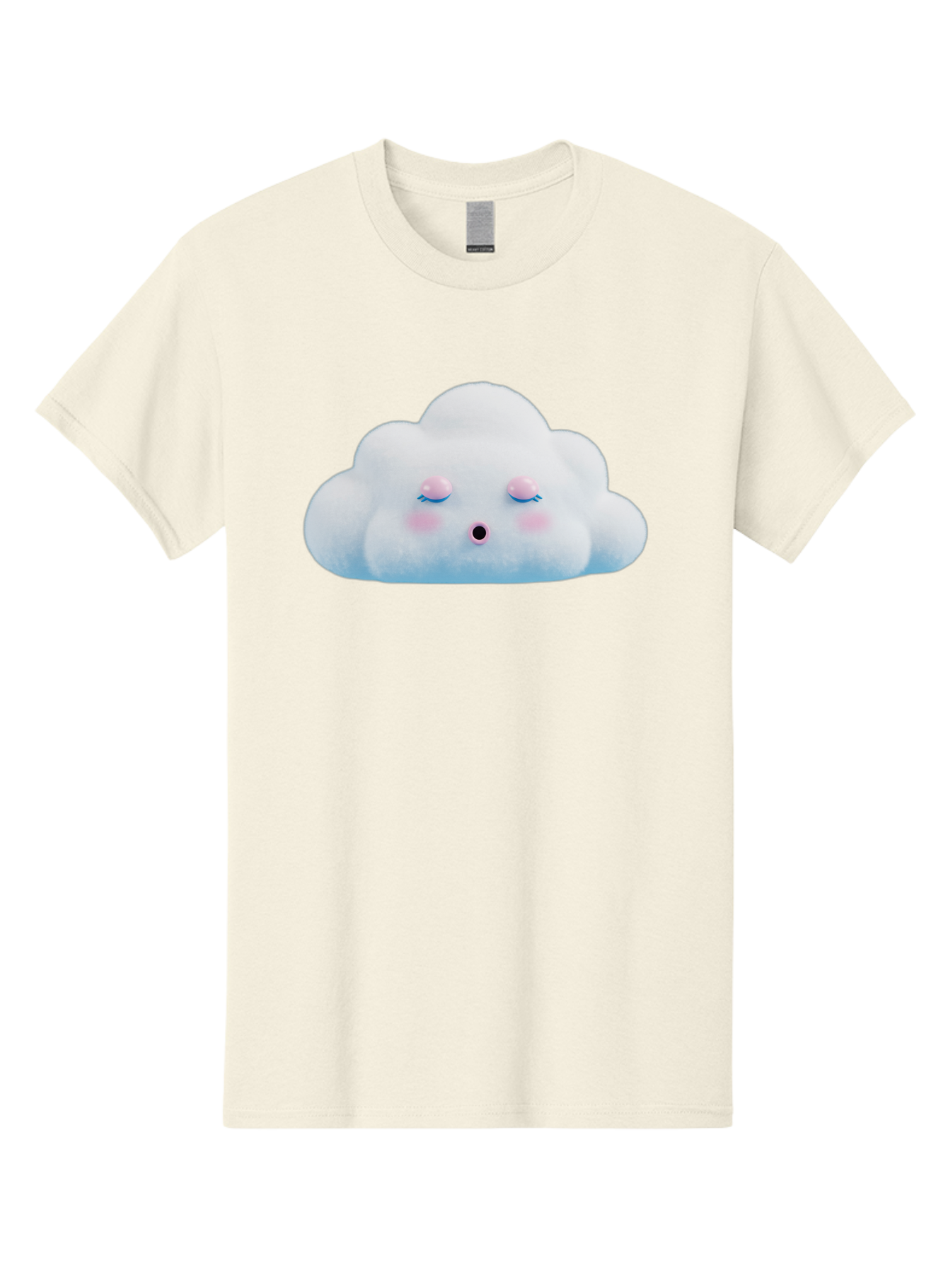 Sleeping-Cloud Men'S Graphic Tee, 100% Cotton, Comfortable Casual Summer Wear, Machine Washable, Cute Cloud, Fluffy White Cloud, Sleeping Face, Pastel Colors, Kawaii Design, Cloud Character, Soft Pink Cheeks, Closed Eyes, Serene Atmosphere, Bac410