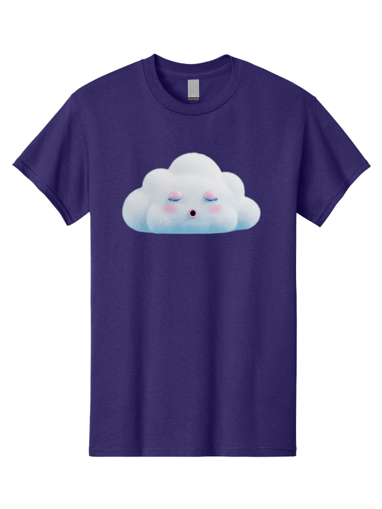 Sleeping-Cloud Men'S Graphic Tee, 100% Cotton, Comfortable Casual Summer Wear, Machine Washable, Cute Cloud, Fluffy White Cloud, Sleeping Face, Pastel Colors, Kawaii Design, Cloud Character, Soft Pink Cheeks, Closed Eyes, Serene Atmosphere, Bac410