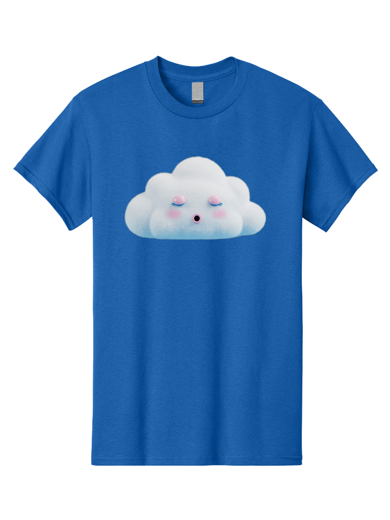 Sleeping-Cloud Men'S Graphic Tee, 100% Cotton, Comfortable Casual Summer Wear, Machine Washable, Cute Cloud, Fluffy White Cloud, Sleeping Face, Pastel Colors, Kawaii Design, Cloud Character, Soft Pink Cheeks, Closed Eyes, Serene Atmosphere, Bac410