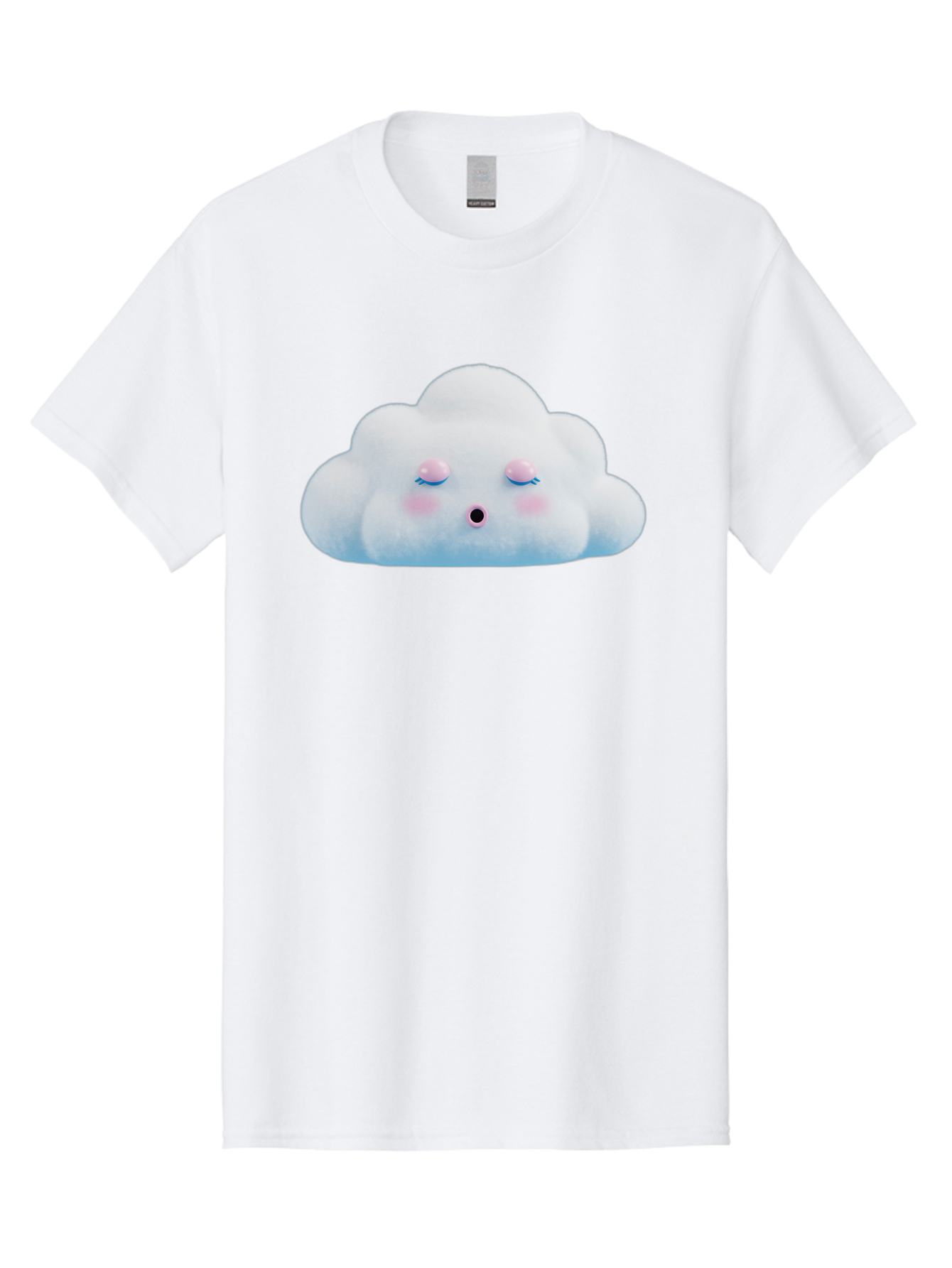 Sleeping-Cloud Men'S Graphic Tee, 100% Cotton, Comfortable Casual Summer Wear, Machine Washable, Cute Cloud, Fluffy White Cloud, Sleeping Face, Pastel Colors, Kawaii Design, Cloud Character, Soft Pink Cheeks, Closed Eyes, Serene Atmosphere, Bac410