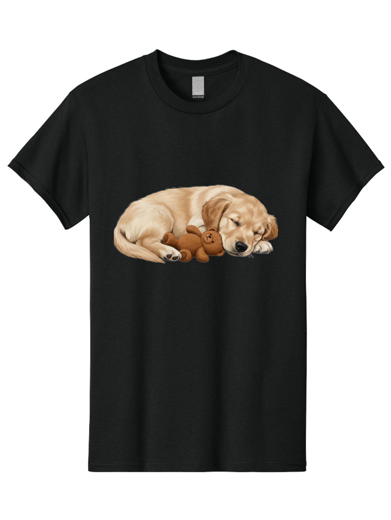 Sleeping-Golden-Retriever-1 Men'S Graphic Tee, 100% Cotton, Comfortable Casual Summer Wear, Machine Washable, Sleeping Golden Retriever, Cuddly Dog, Teddy Bear, Adorable Animal, Peaceful Slumber, Cute Companions, Loving Friendship, Bac412