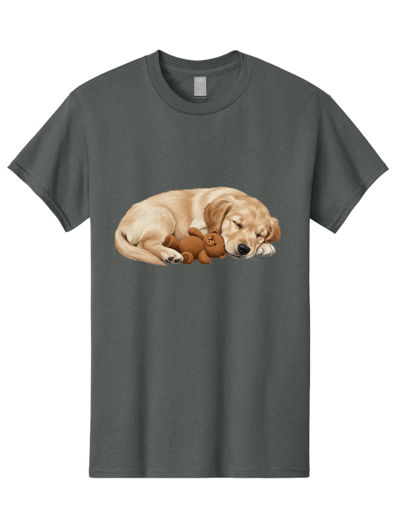 Sleeping-Golden-Retriever-1 Men'S Graphic Tee, 100% Cotton, Comfortable Casual Summer Wear, Machine Washable, Sleeping Golden Retriever, Cuddly Dog, Teddy Bear, Adorable Animal, Peaceful Slumber, Cute Companions, Loving Friendship, Bac412