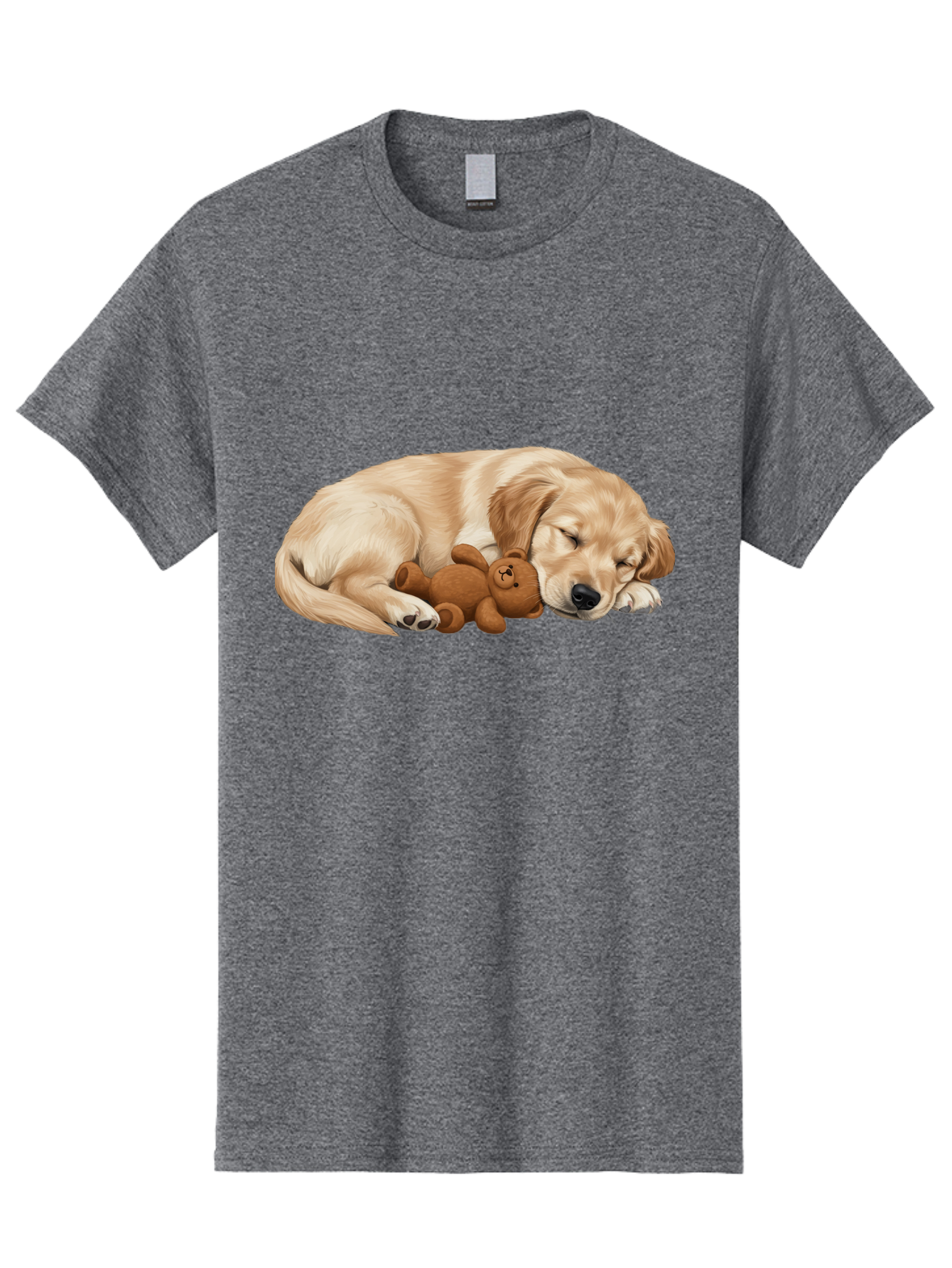 Sleeping-Golden-Retriever-1 Men'S Graphic Tee, 100% Cotton, Comfortable Casual Summer Wear, Machine Washable, Sleeping Golden Retriever, Cuddly Dog, Teddy Bear, Adorable Animal, Peaceful Slumber, Cute Companions, Loving Friendship, Bac412