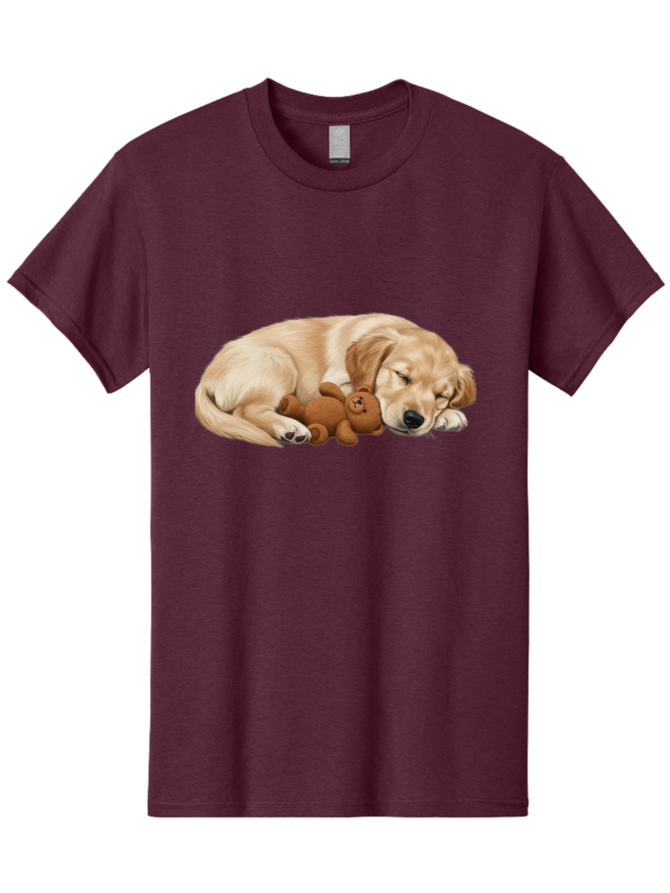 Sleeping-Golden-Retriever-1 Men'S Graphic Tee, 100% Cotton, Comfortable Casual Summer Wear, Machine Washable, Sleeping Golden Retriever, Cuddly Dog, Teddy Bear, Adorable Animal, Peaceful Slumber, Cute Companions, Loving Friendship, Bac412
