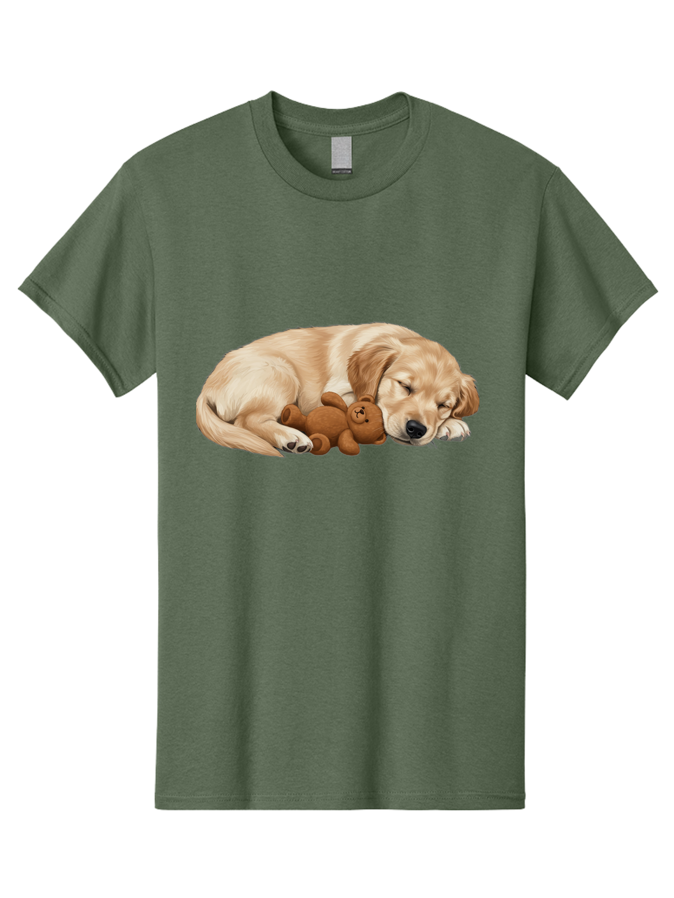 Sleeping-Golden-Retriever-1 Men'S Graphic Tee, 100% Cotton, Comfortable Casual Summer Wear, Machine Washable, Sleeping Golden Retriever, Cuddly Dog, Teddy Bear, Adorable Animal, Peaceful Slumber, Cute Companions, Loving Friendship, Bac412