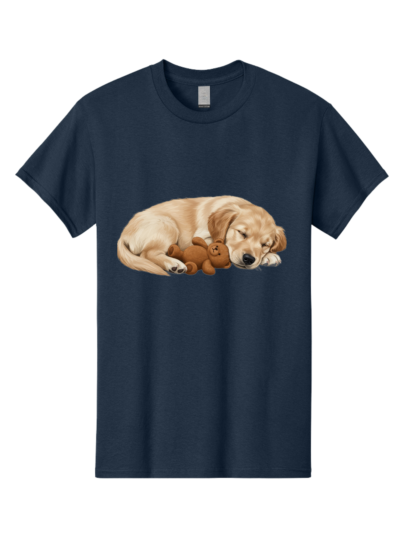 Sleeping-Golden-Retriever-1 Men'S Graphic Tee, 100% Cotton, Comfortable Casual Summer Wear, Machine Washable, Sleeping Golden Retriever, Cuddly Dog, Teddy Bear, Adorable Animal, Peaceful Slumber, Cute Companions, Loving Friendship, Bac412