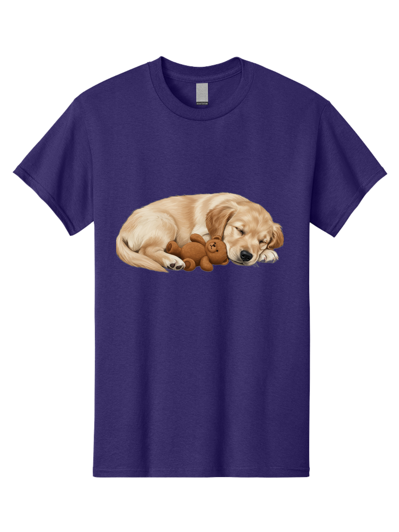 Sleeping-Golden-Retriever-1 Men'S Graphic Tee, 100% Cotton, Comfortable Casual Summer Wear, Machine Washable, Sleeping Golden Retriever, Cuddly Dog, Teddy Bear, Adorable Animal, Peaceful Slumber, Cute Companions, Loving Friendship, Bac412
