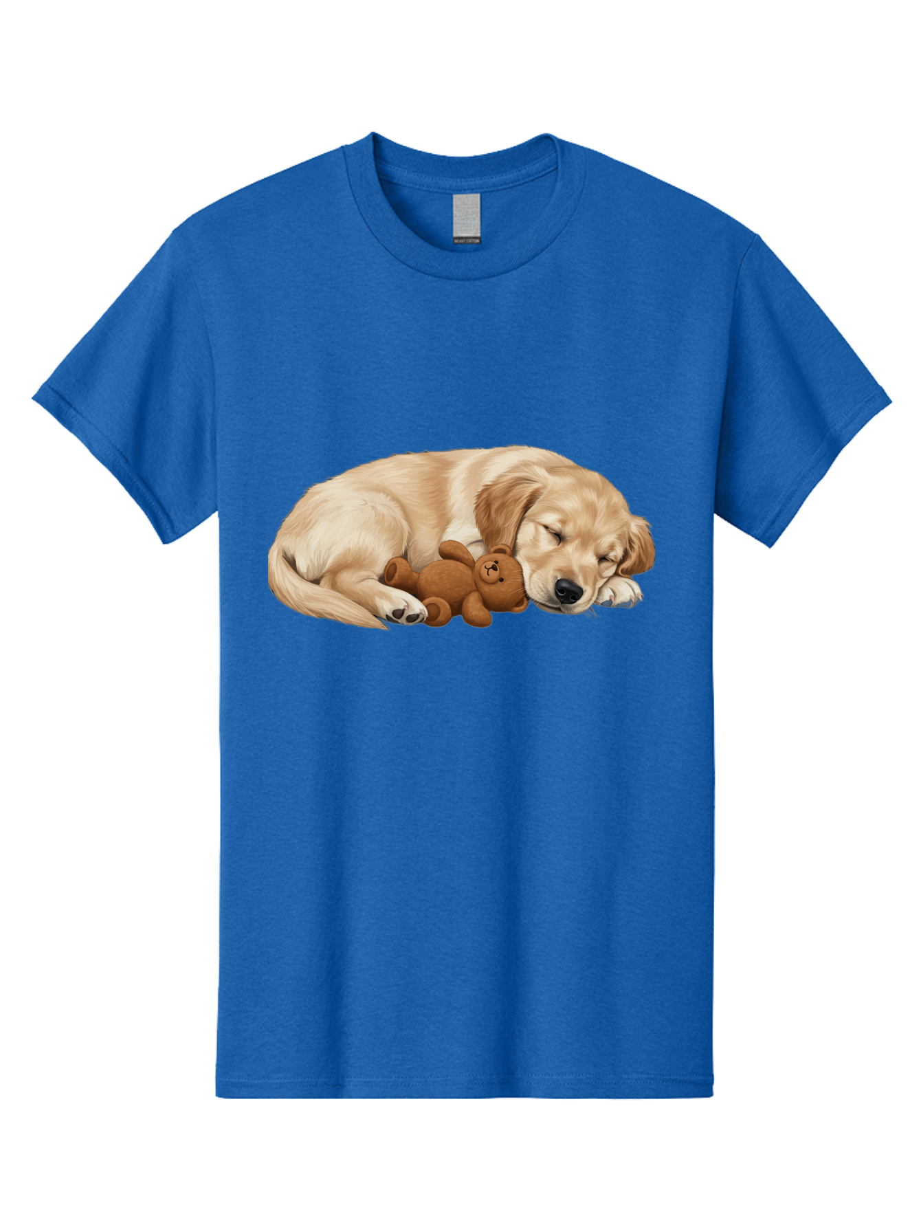 Sleeping-Golden-Retriever-1 Men'S Graphic Tee, 100% Cotton, Comfortable Casual Summer Wear, Machine Washable, Sleeping Golden Retriever, Cuddly Dog, Teddy Bear, Adorable Animal, Peaceful Slumber, Cute Companions, Loving Friendship, Bac412