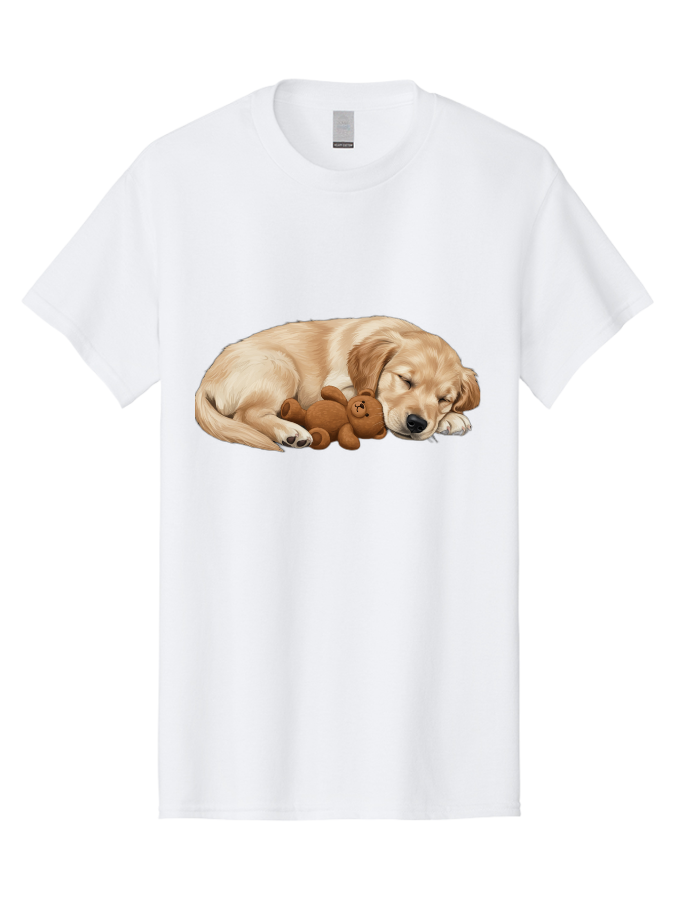 Sleeping-Golden-Retriever-1 Men'S Graphic Tee, 100% Cotton, Comfortable Casual Summer Wear, Machine Washable, Sleeping Golden Retriever, Cuddly Dog, Teddy Bear, Adorable Animal, Peaceful Slumber, Cute Companions, Loving Friendship, Bac412