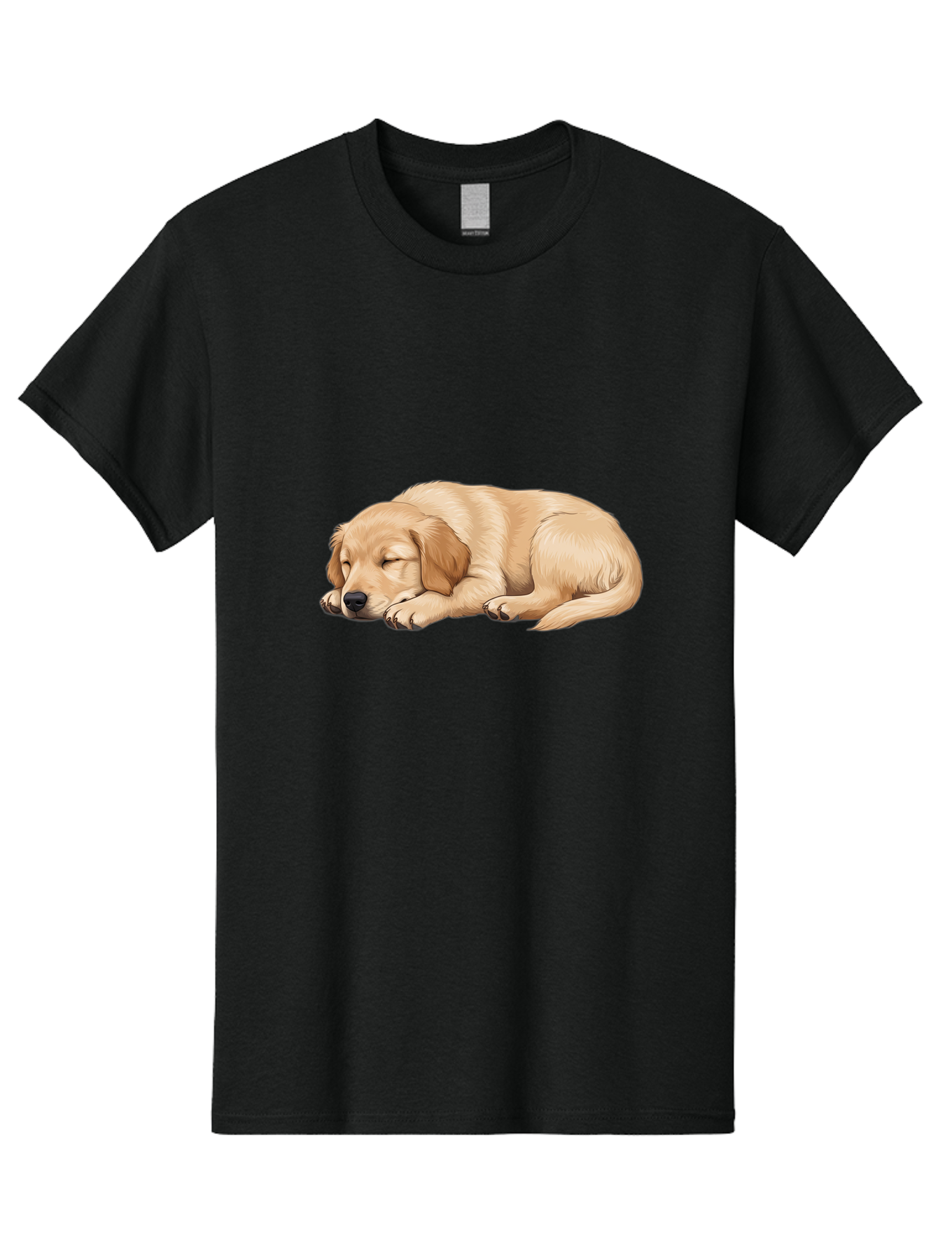 Sleeping-Golden-Retriever-2 Men'S Graphic Tee, 100% Cotton, Comfortable Casual Summer Wear, Machine Washable, Golden Retriever Puppy, Sleeping Dog, Adorable Pet, Cartoon Illustration, Cute Animal, Peaceful Sleep, Relaxed Puppy, Furry Friend, Bac413
