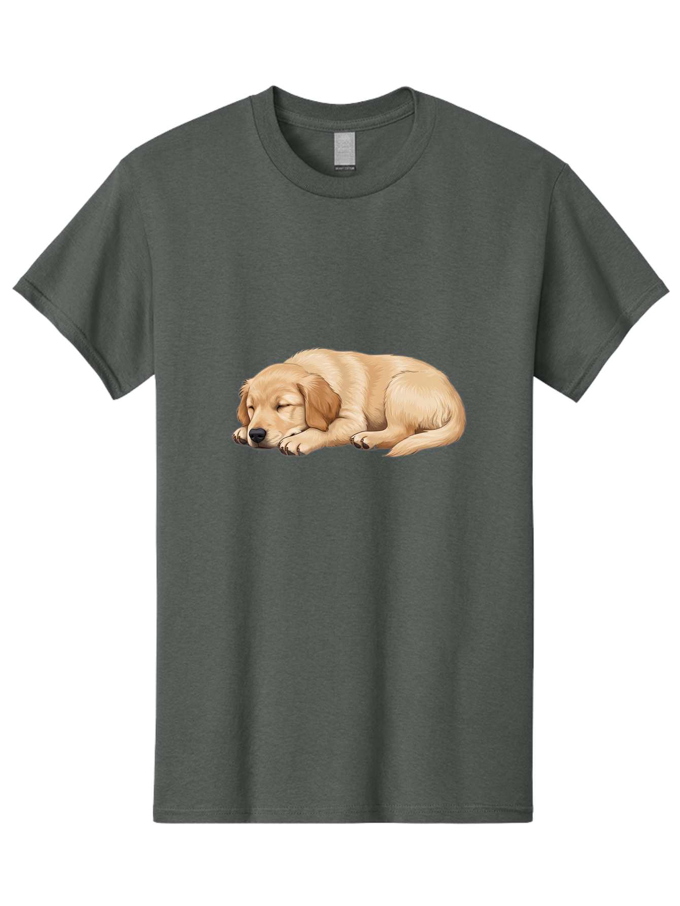 Sleeping-Golden-Retriever-2 Men'S Graphic Tee, 100% Cotton, Comfortable Casual Summer Wear, Machine Washable, Golden Retriever Puppy, Sleeping Dog, Adorable Pet, Cartoon Illustration, Cute Animal, Peaceful Sleep, Relaxed Puppy, Furry Friend, Bac413
