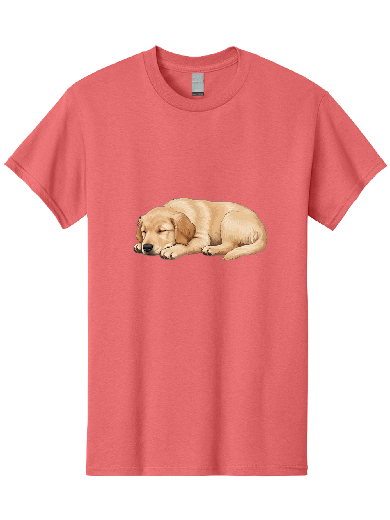 Sleeping-Golden-Retriever-2 Men'S Graphic Tee, 100% Cotton, Comfortable Casual Summer Wear, Machine Washable, Golden Retriever Puppy, Sleeping Dog, Adorable Pet, Cartoon Illustration, Cute Animal, Peaceful Sleep, Relaxed Puppy, Furry Friend, Bac413