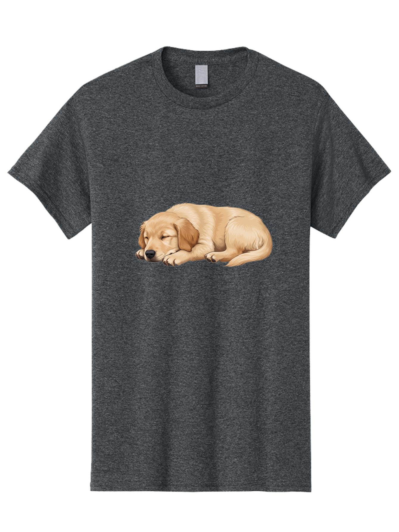 Sleeping-Golden-Retriever-2 Men'S Graphic Tee, 100% Cotton, Comfortable Casual Summer Wear, Machine Washable, Golden Retriever Puppy, Sleeping Dog, Adorable Pet, Cartoon Illustration, Cute Animal, Peaceful Sleep, Relaxed Puppy, Furry Friend, Bac413