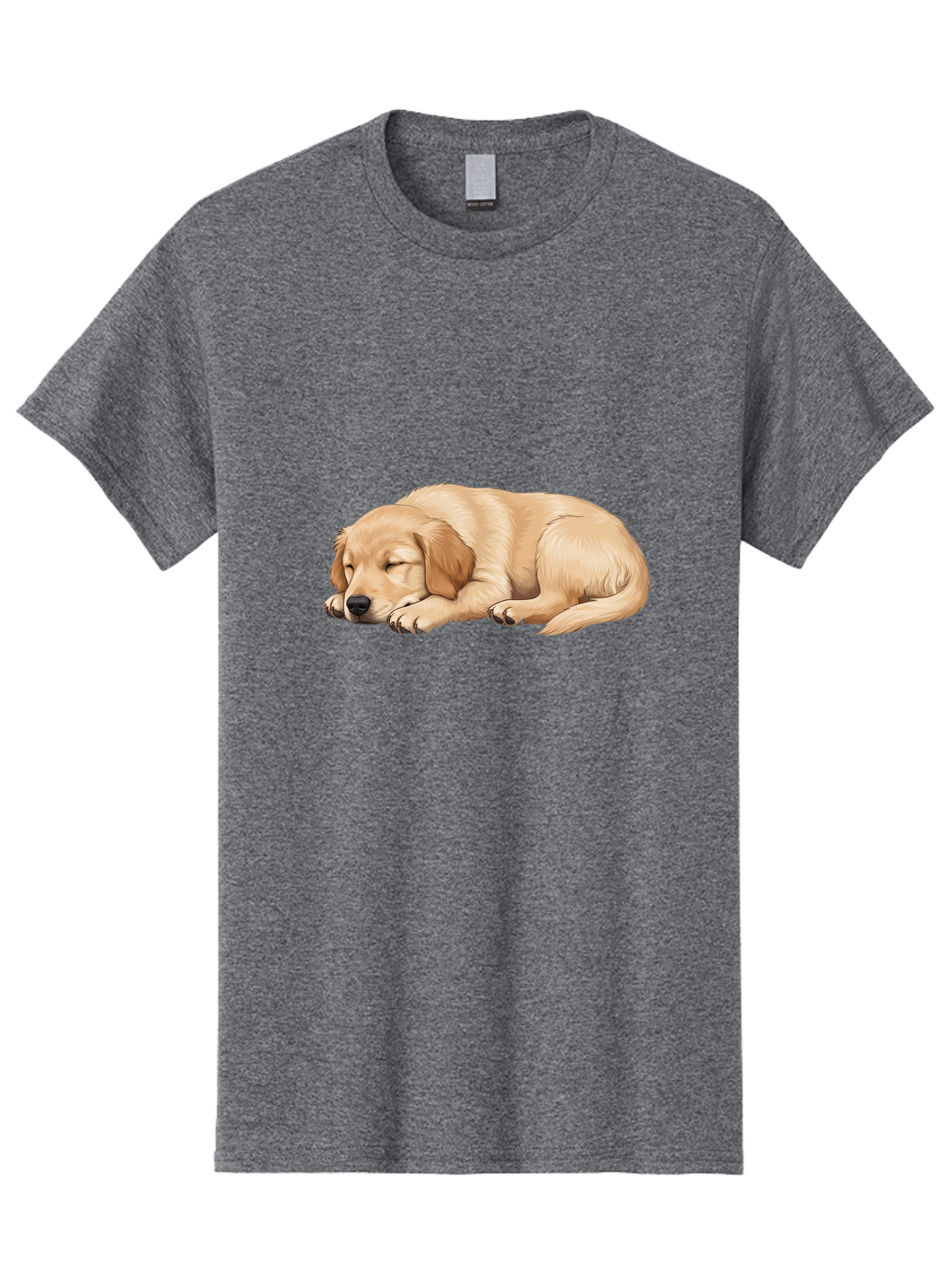Sleeping-Golden-Retriever-2 Men'S Graphic Tee, 100% Cotton, Comfortable Casual Summer Wear, Machine Washable, Golden Retriever Puppy, Sleeping Dog, Adorable Pet, Cartoon Illustration, Cute Animal, Peaceful Sleep, Relaxed Puppy, Furry Friend, Bac413