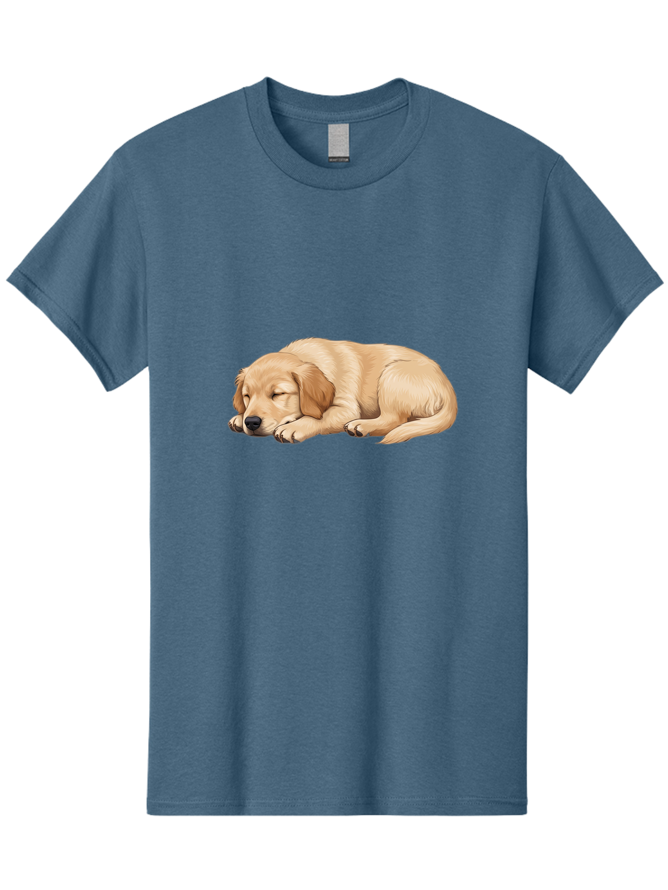 Sleeping-Golden-Retriever-2 Men'S Graphic Tee, 100% Cotton, Comfortable Casual Summer Wear, Machine Washable, Golden Retriever Puppy, Sleeping Dog, Adorable Pet, Cartoon Illustration, Cute Animal, Peaceful Sleep, Relaxed Puppy, Furry Friend, Bac413