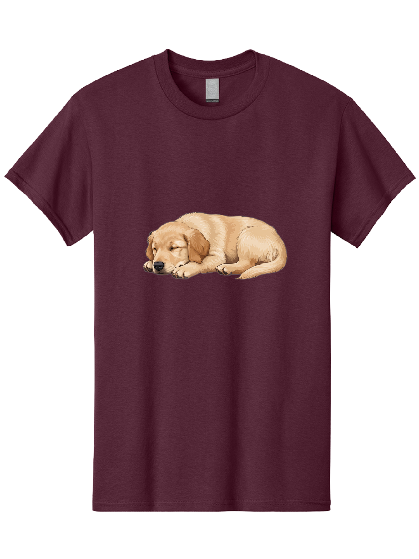 Sleeping-Golden-Retriever-2 Men'S Graphic Tee, 100% Cotton, Comfortable Casual Summer Wear, Machine Washable, Golden Retriever Puppy, Sleeping Dog, Adorable Pet, Cartoon Illustration, Cute Animal, Peaceful Sleep, Relaxed Puppy, Furry Friend, Bac413