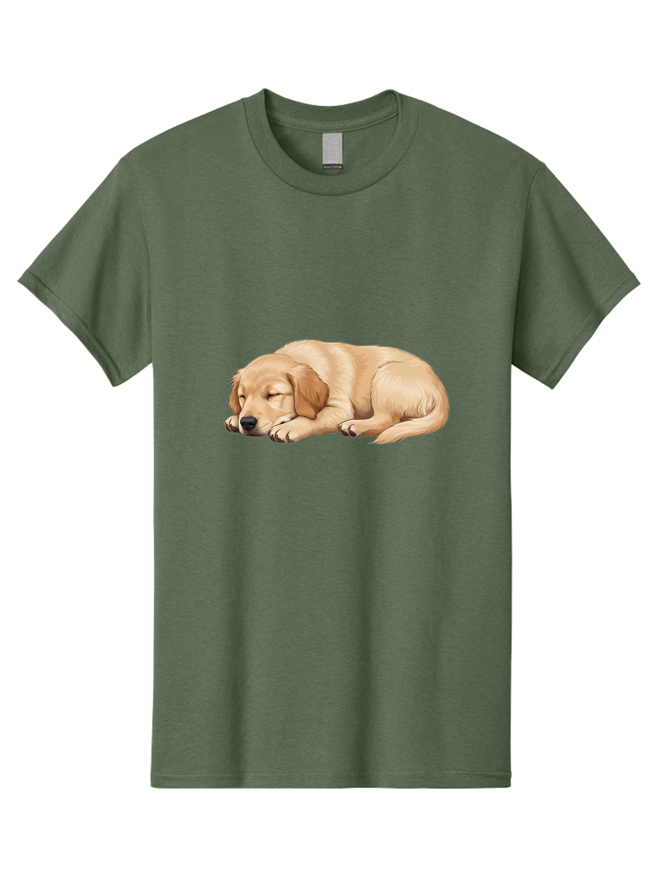 Sleeping-Golden-Retriever-2 Men'S Graphic Tee, 100% Cotton, Comfortable Casual Summer Wear, Machine Washable, Golden Retriever Puppy, Sleeping Dog, Adorable Pet, Cartoon Illustration, Cute Animal, Peaceful Sleep, Relaxed Puppy, Furry Friend, Bac413