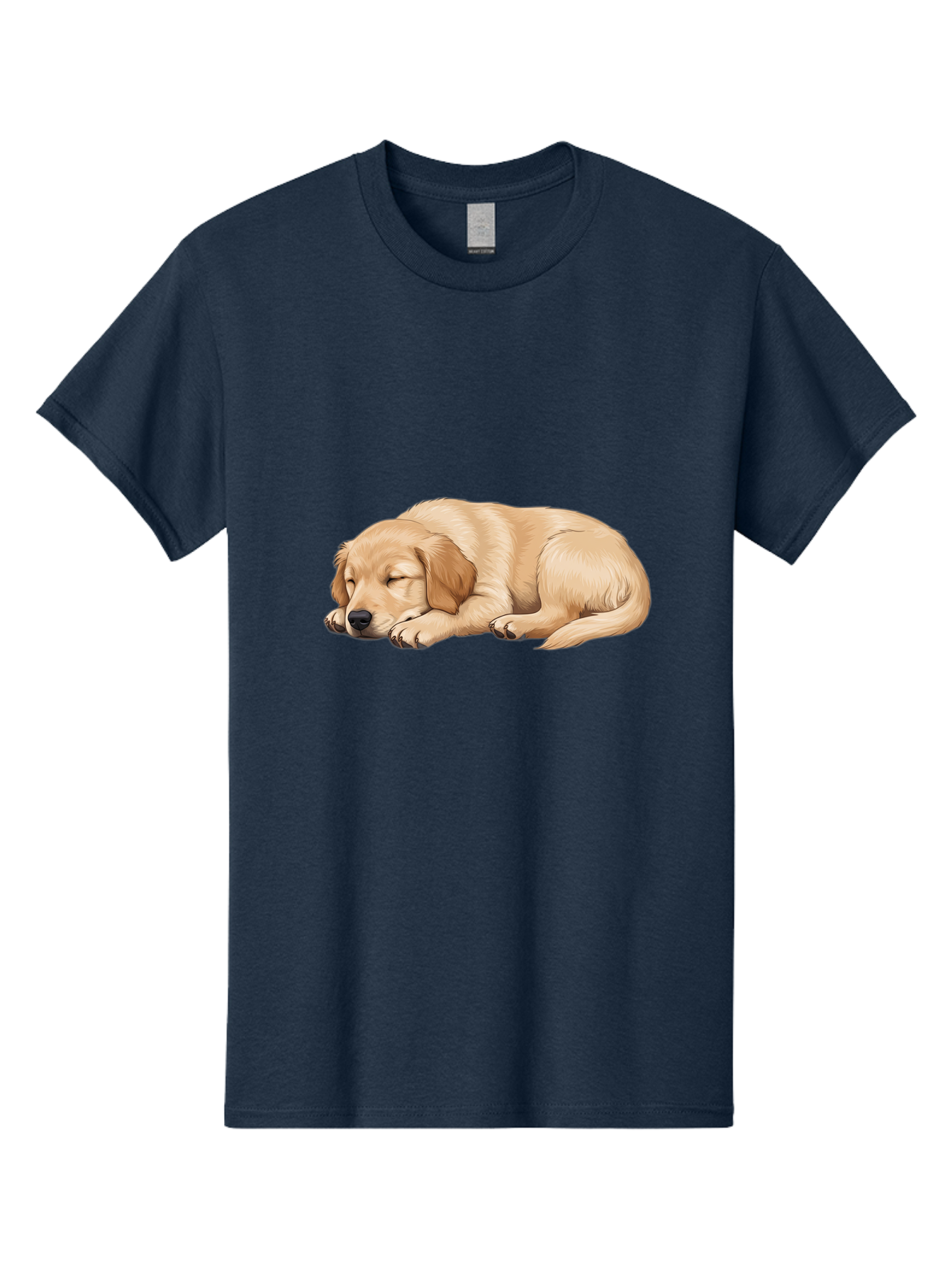 Sleeping-Golden-Retriever-2 Men'S Graphic Tee, 100% Cotton, Comfortable Casual Summer Wear, Machine Washable, Golden Retriever Puppy, Sleeping Dog, Adorable Pet, Cartoon Illustration, Cute Animal, Peaceful Sleep, Relaxed Puppy, Furry Friend, Bac413