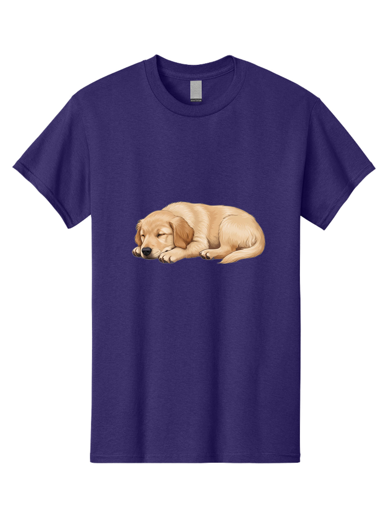 Sleeping-Golden-Retriever-2 Men'S Graphic Tee, 100% Cotton, Comfortable Casual Summer Wear, Machine Washable, Golden Retriever Puppy, Sleeping Dog, Adorable Pet, Cartoon Illustration, Cute Animal, Peaceful Sleep, Relaxed Puppy, Furry Friend, Bac413