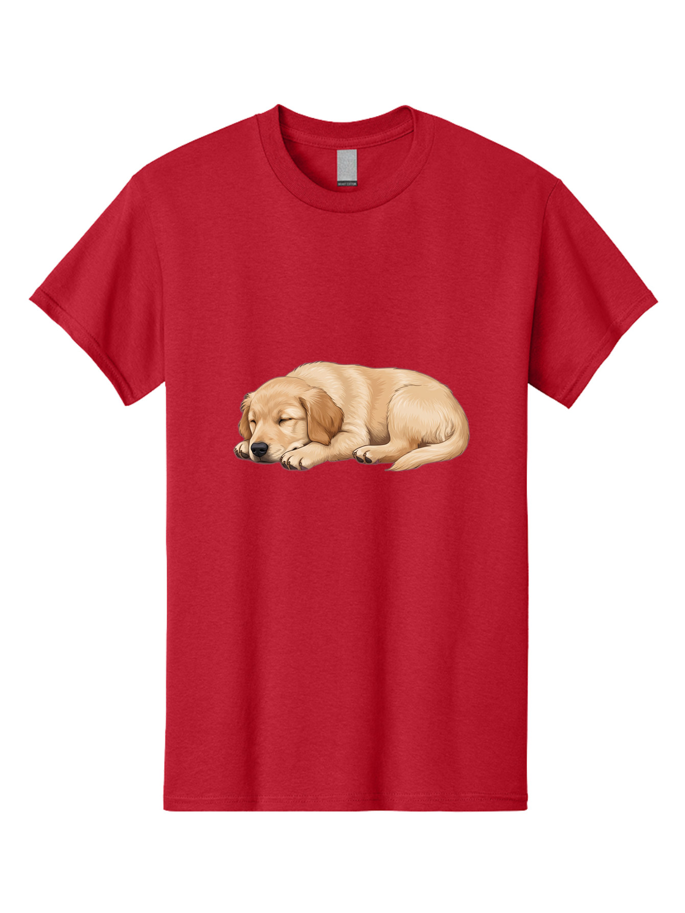 Sleeping-Golden-Retriever-2 Men'S Graphic Tee, 100% Cotton, Comfortable Casual Summer Wear, Machine Washable, Golden Retriever Puppy, Sleeping Dog, Adorable Pet, Cartoon Illustration, Cute Animal, Peaceful Sleep, Relaxed Puppy, Furry Friend, Bac413