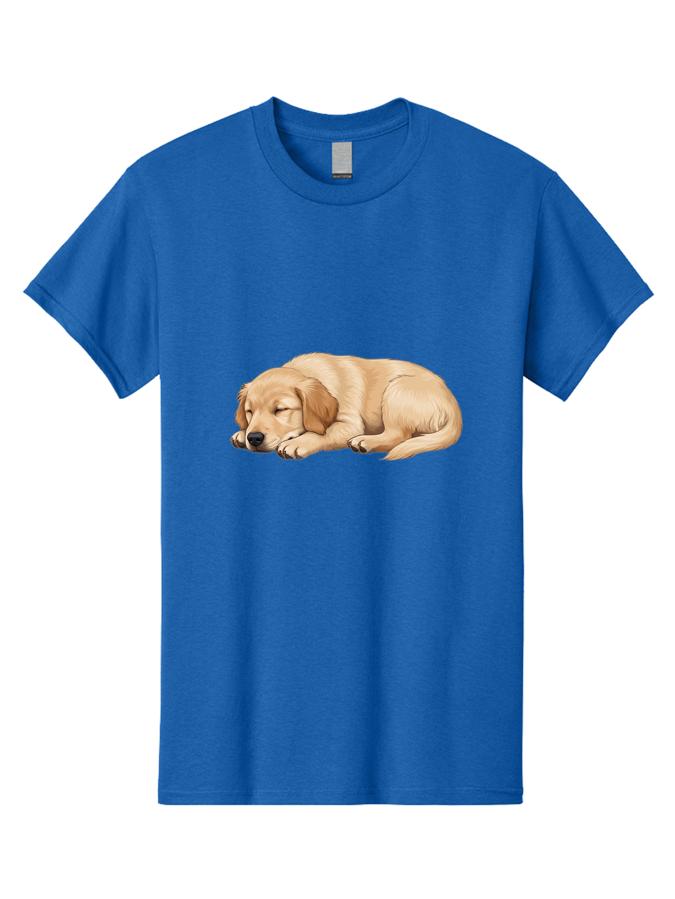 Sleeping-Golden-Retriever-2 Men'S Graphic Tee, 100% Cotton, Comfortable Casual Summer Wear, Machine Washable, Golden Retriever Puppy, Sleeping Dog, Adorable Pet, Cartoon Illustration, Cute Animal, Peaceful Sleep, Relaxed Puppy, Furry Friend, Bac413