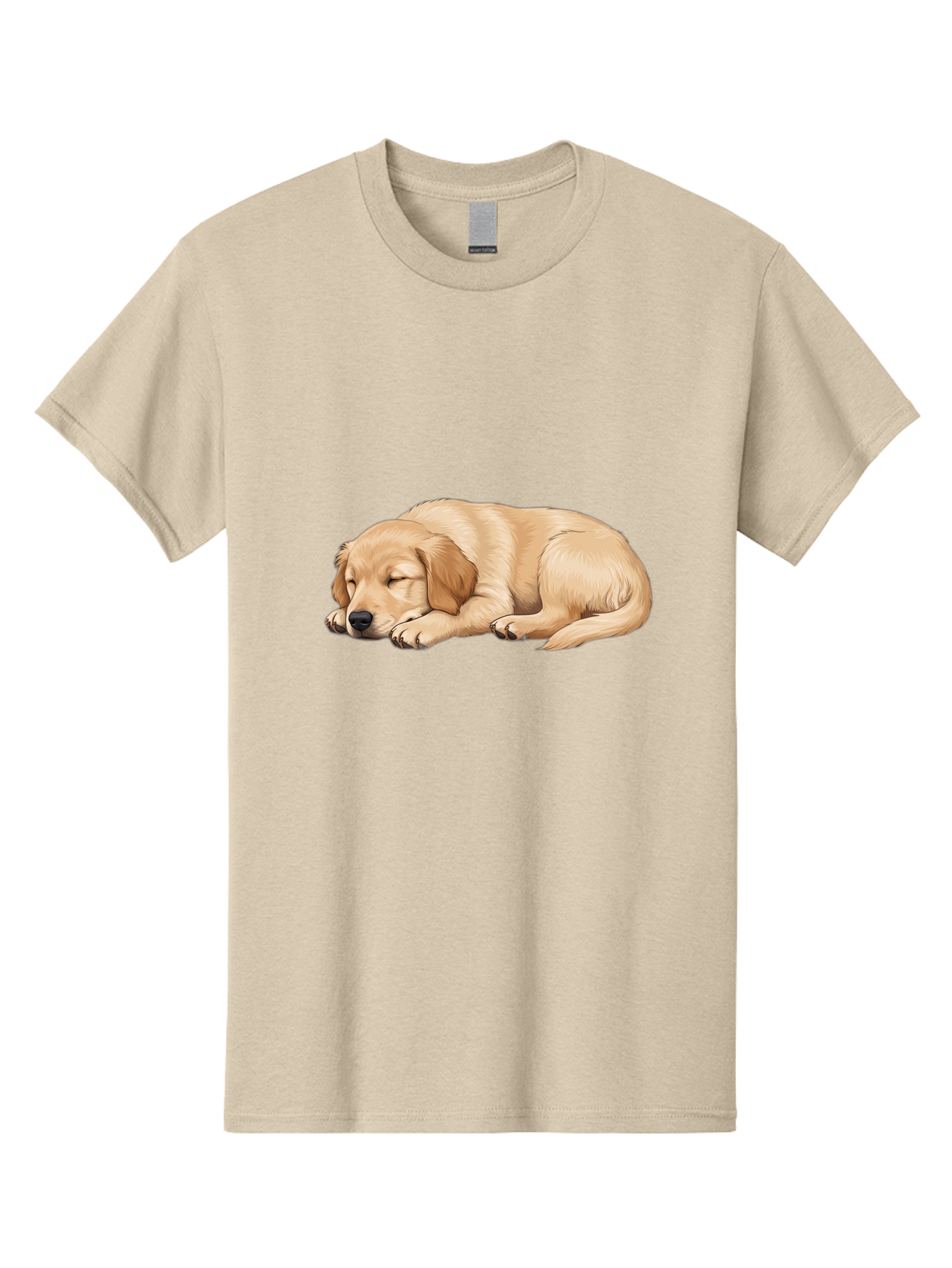 Sleeping-Golden-Retriever-2 Men'S Graphic Tee, 100% Cotton, Comfortable Casual Summer Wear, Machine Washable, Golden Retriever Puppy, Sleeping Dog, Adorable Pet, Cartoon Illustration, Cute Animal, Peaceful Sleep, Relaxed Puppy, Furry Friend, Bac413