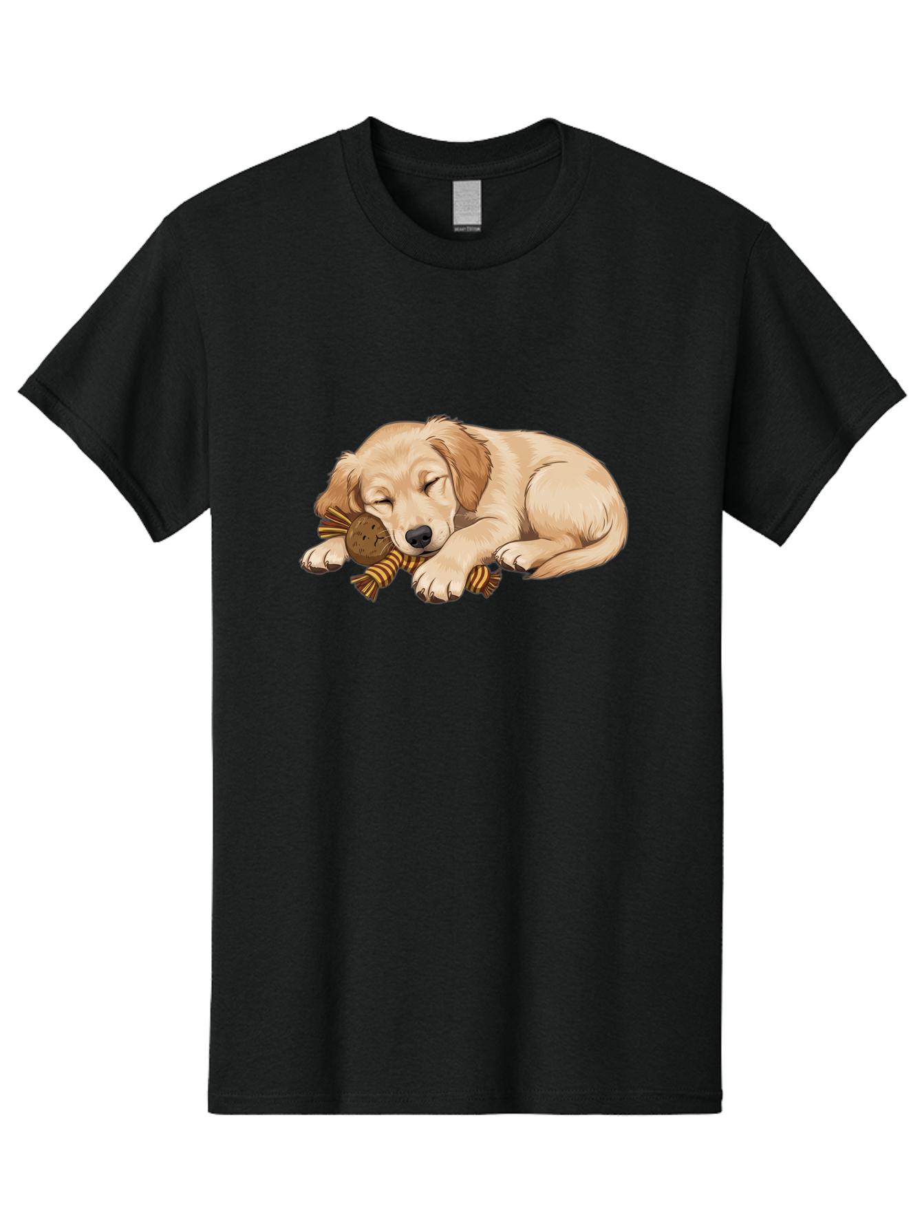 Sleeping-Golden-Retriever-Puppy Men'S Graphic Tee, 100% Cotton, Comfortable Casual Summer Wear, Machine Washable, Puppy Sleeping, Cute Dog, Adorable Puppy, Sleeping Dog, Dog Toy, Favorite Toy, Cartoon Dog, Golden Retriever Puppy, Furry Friend, Bac415