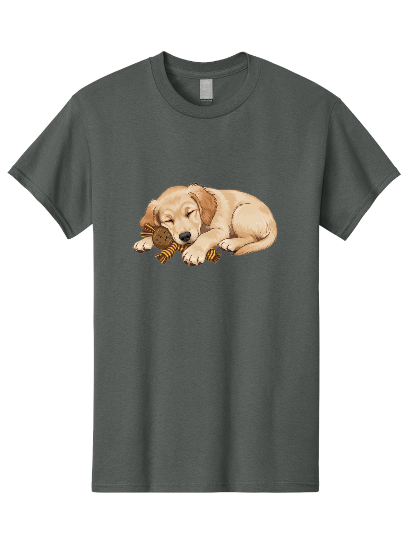 Sleeping-Golden-Retriever-Puppy Men'S Graphic Tee, 100% Cotton, Comfortable Casual Summer Wear, Machine Washable, Puppy Sleeping, Cute Dog, Adorable Puppy, Sleeping Dog, Dog Toy, Favorite Toy, Cartoon Dog, Golden Retriever Puppy, Furry Friend, Bac415
