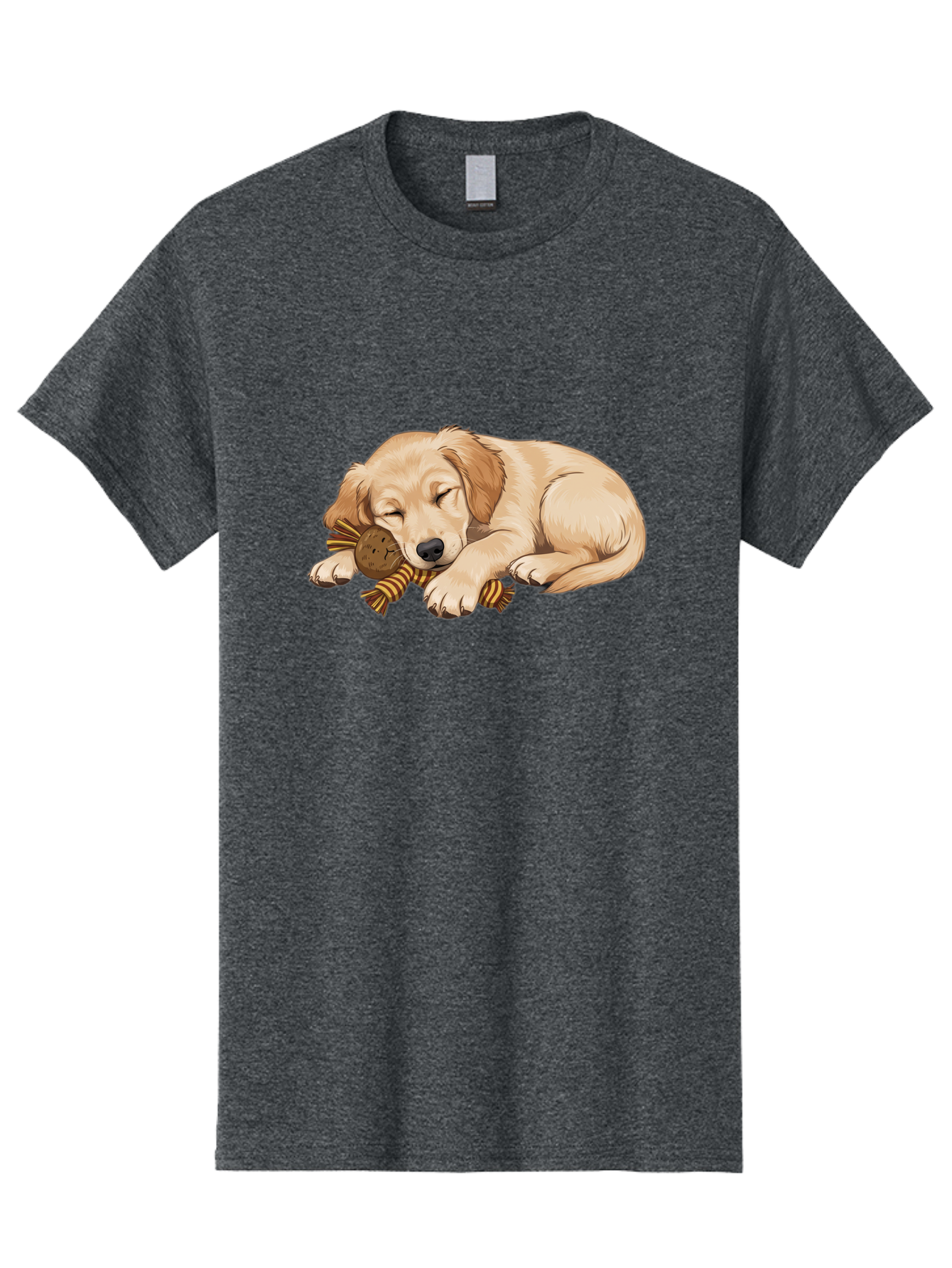 Sleeping-Golden-Retriever-Puppy Men'S Graphic Tee, 100% Cotton, Comfortable Casual Summer Wear, Machine Washable, Puppy Sleeping, Cute Dog, Adorable Puppy, Sleeping Dog, Dog Toy, Favorite Toy, Cartoon Dog, Golden Retriever Puppy, Furry Friend, Bac415