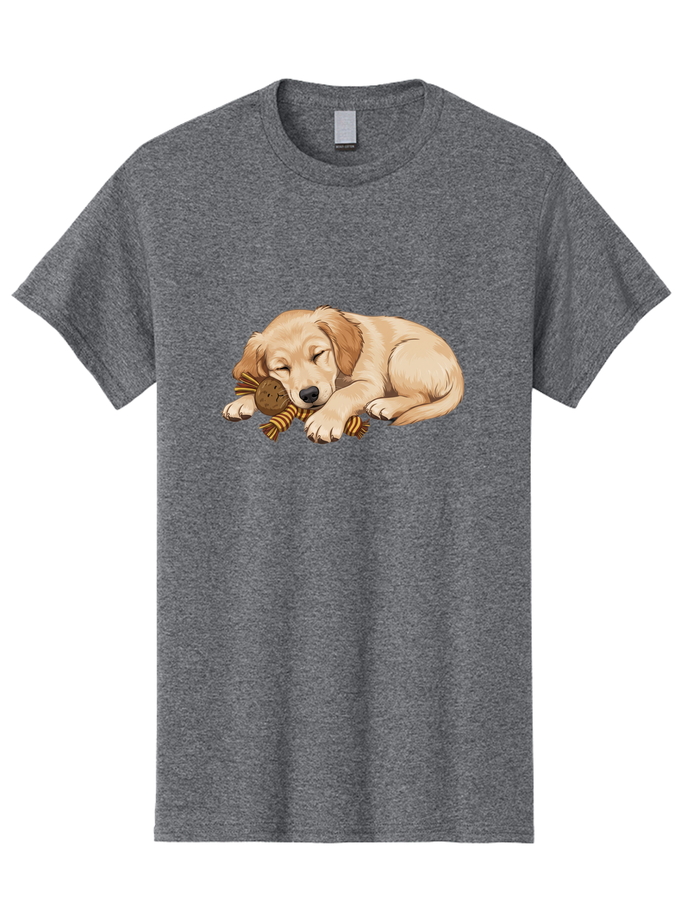 Sleeping-Golden-Retriever-Puppy Men'S Graphic Tee, 100% Cotton, Comfortable Casual Summer Wear, Machine Washable, Puppy Sleeping, Cute Dog, Adorable Puppy, Sleeping Dog, Dog Toy, Favorite Toy, Cartoon Dog, Golden Retriever Puppy, Furry Friend, Bac415