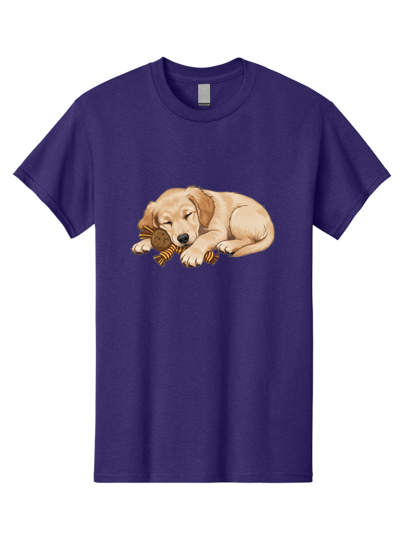 Sleeping-Golden-Retriever-Puppy Men'S Graphic Tee, 100% Cotton, Comfortable Casual Summer Wear, Machine Washable, Puppy Sleeping, Cute Dog, Adorable Puppy, Sleeping Dog, Dog Toy, Favorite Toy, Cartoon Dog, Golden Retriever Puppy, Furry Friend, Bac415
