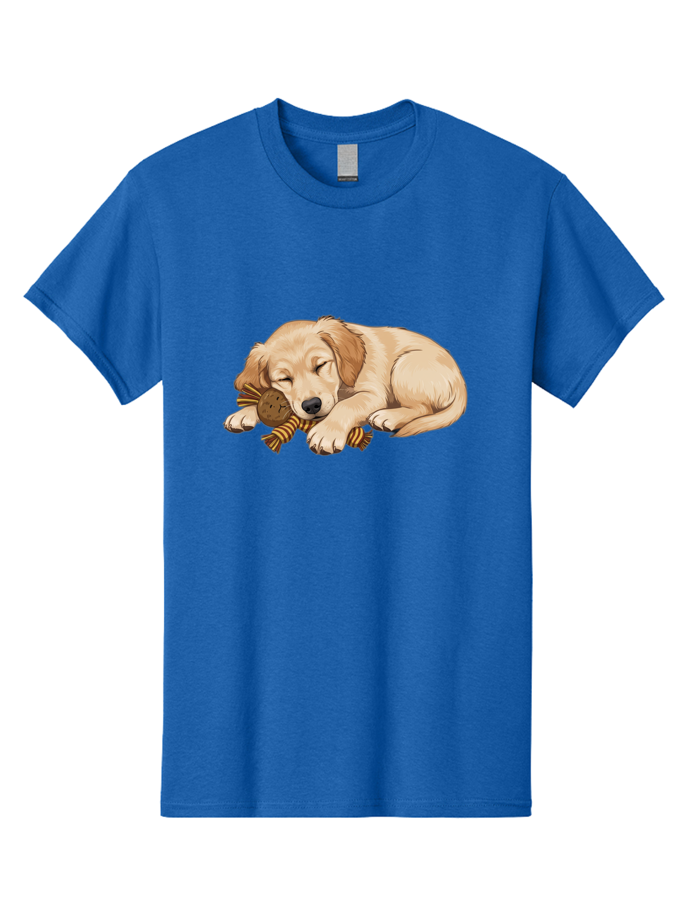 Sleeping-Golden-Retriever-Puppy Men'S Graphic Tee, 100% Cotton, Comfortable Casual Summer Wear, Machine Washable, Puppy Sleeping, Cute Dog, Adorable Puppy, Sleeping Dog, Dog Toy, Favorite Toy, Cartoon Dog, Golden Retriever Puppy, Furry Friend, Bac415