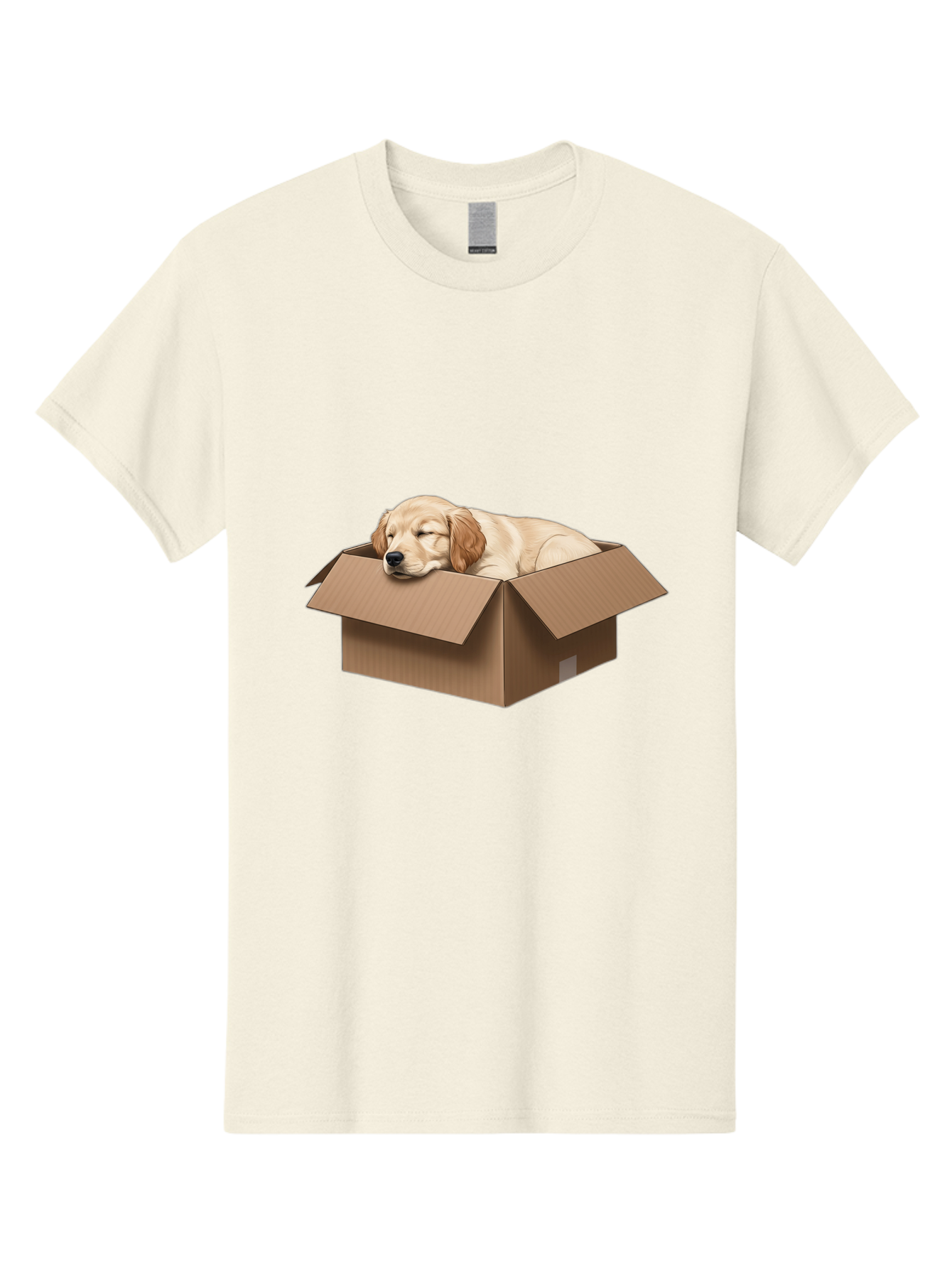 Sleeping-Puppy-1 Men'S Graphic Tee, 100% Cotton, Comfortable Casual Summer Wear, Machine Washable, Sleeping Puppy, Cardboard Box, Adorable Dog, Cute Animal, Resting Pet, Dog In Box, Peaceful Scene, Puppy Love, Cozy Atmosphere, Sweet Dreams Bac417