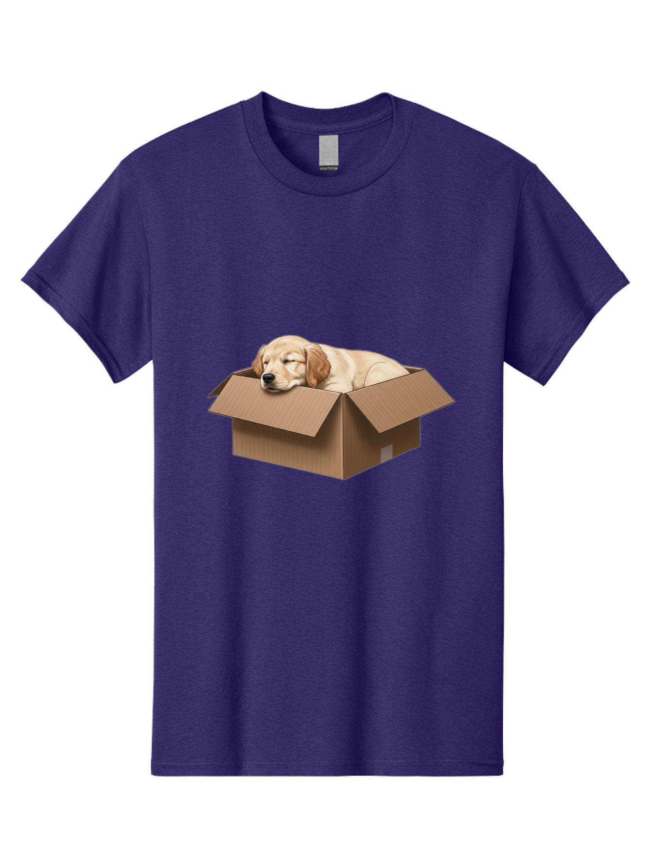 Sleeping-Puppy-1 Men'S Graphic Tee, 100% Cotton, Comfortable Casual Summer Wear, Machine Washable, Sleeping Puppy, Cardboard Box, Adorable Dog, Cute Animal, Resting Pet, Dog In Box, Peaceful Scene, Puppy Love, Cozy Atmosphere, Sweet Dreams Bac417