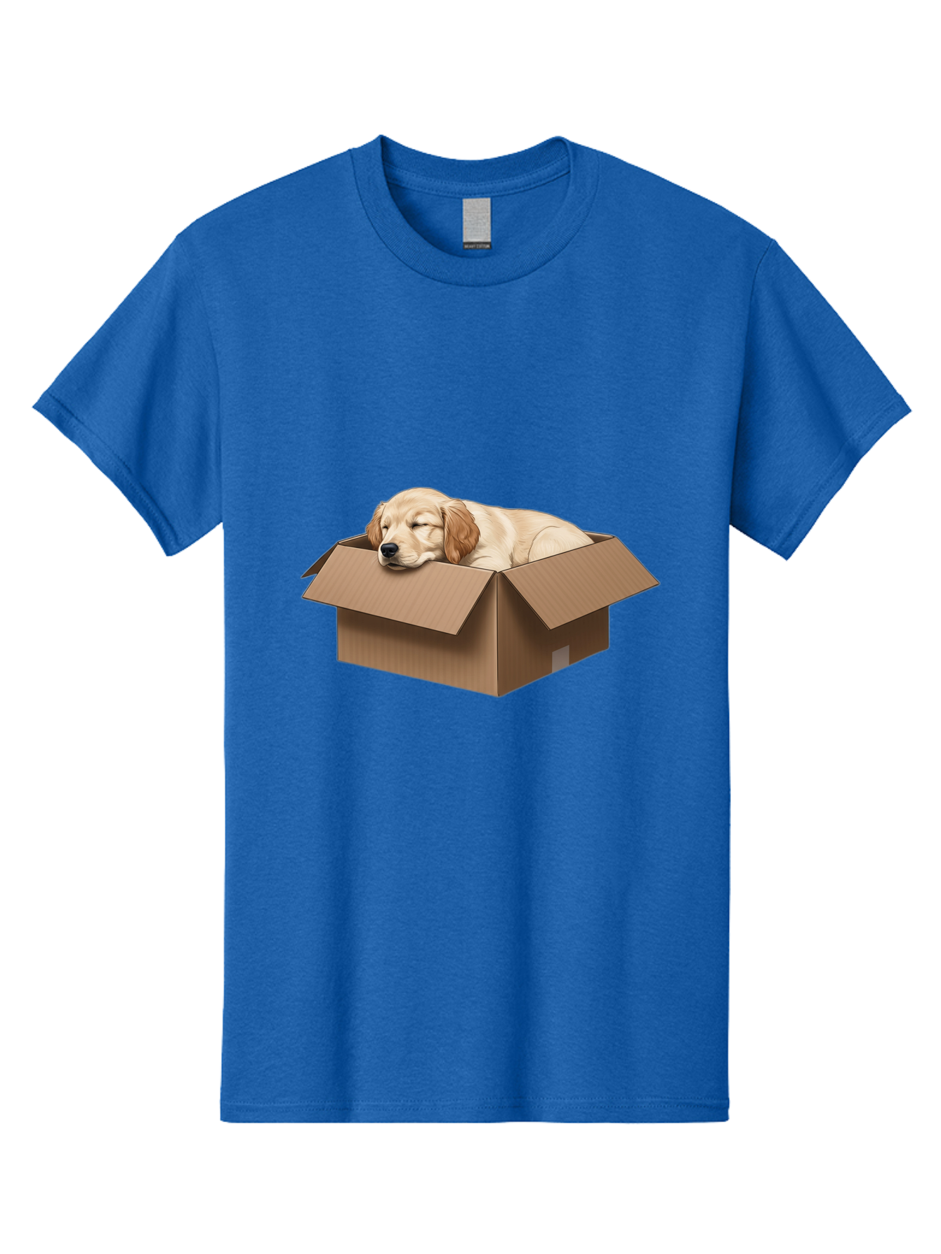 Sleeping-Puppy-1 Men'S Graphic Tee, 100% Cotton, Comfortable Casual Summer Wear, Machine Washable, Sleeping Puppy, Cardboard Box, Adorable Dog, Cute Animal, Resting Pet, Dog In Box, Peaceful Scene, Puppy Love, Cozy Atmosphere, Sweet Dreams Bac417