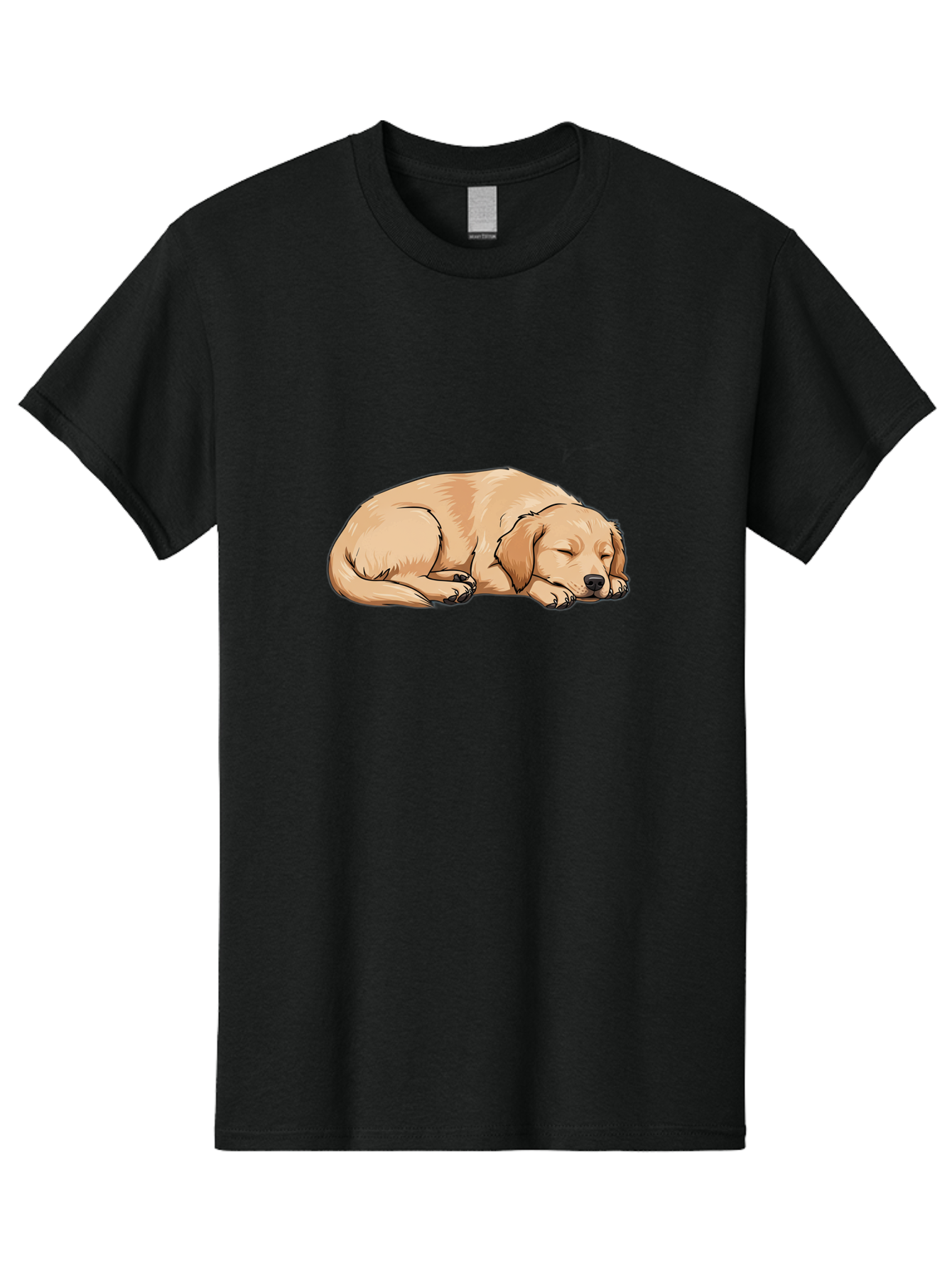 Sleeping-Puppy Men'S Graphic Tee, 100% Cotton, Comfortable Casual Summer Wear, Machine Washable, Adorable Puppy, Sleeping Dog, Golden Retriever, Cartoon Illustration, Peaceful Slumber, Cute Dog, Relaxed Puppy, Serene Atmosphere, Bac419