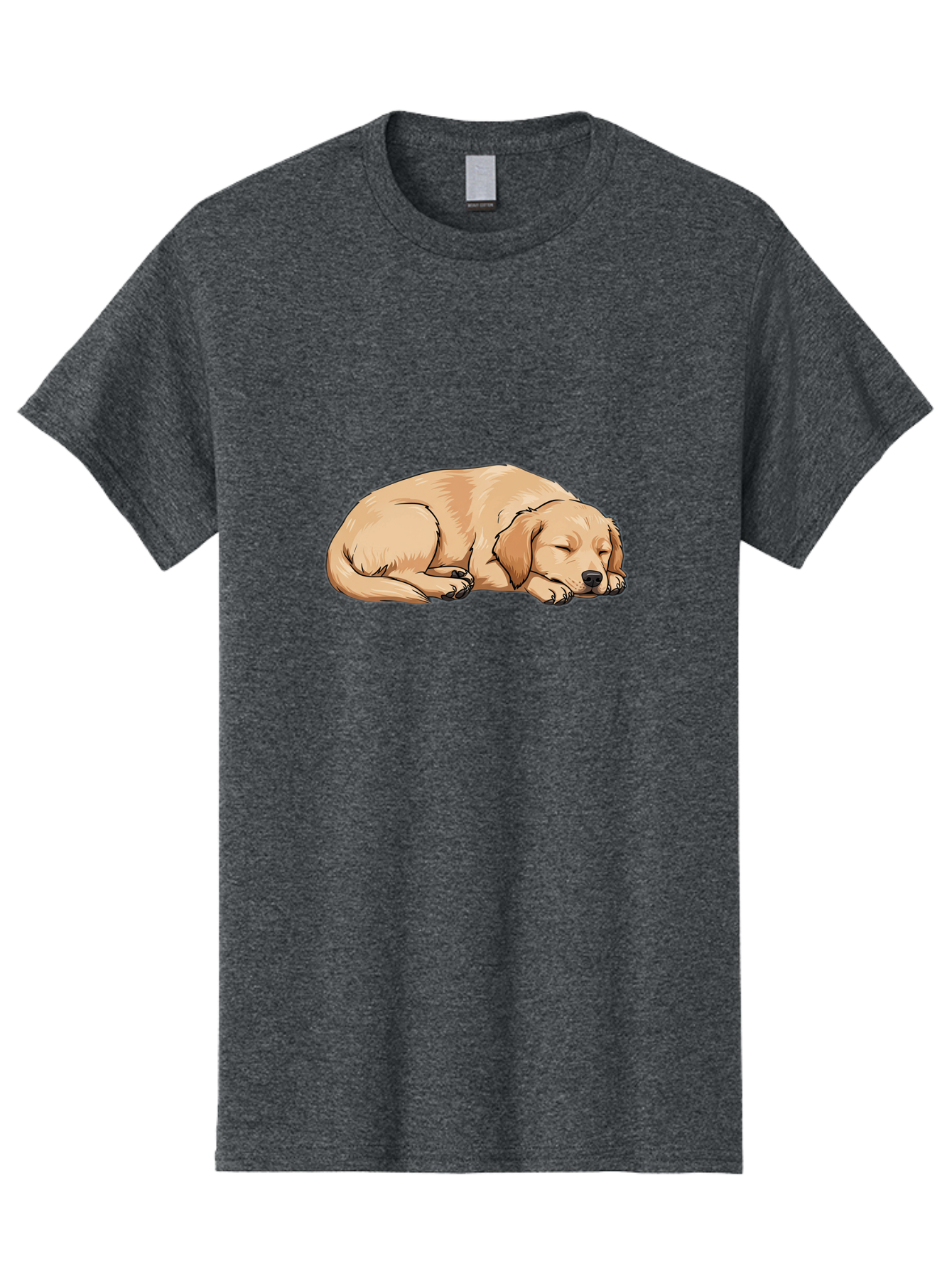 Sleeping-Puppy Men'S Graphic Tee, 100% Cotton, Comfortable Casual Summer Wear, Machine Washable, Adorable Puppy, Sleeping Dog, Golden Retriever, Cartoon Illustration, Peaceful Slumber, Cute Dog, Relaxed Puppy, Serene Atmosphere, Bac419