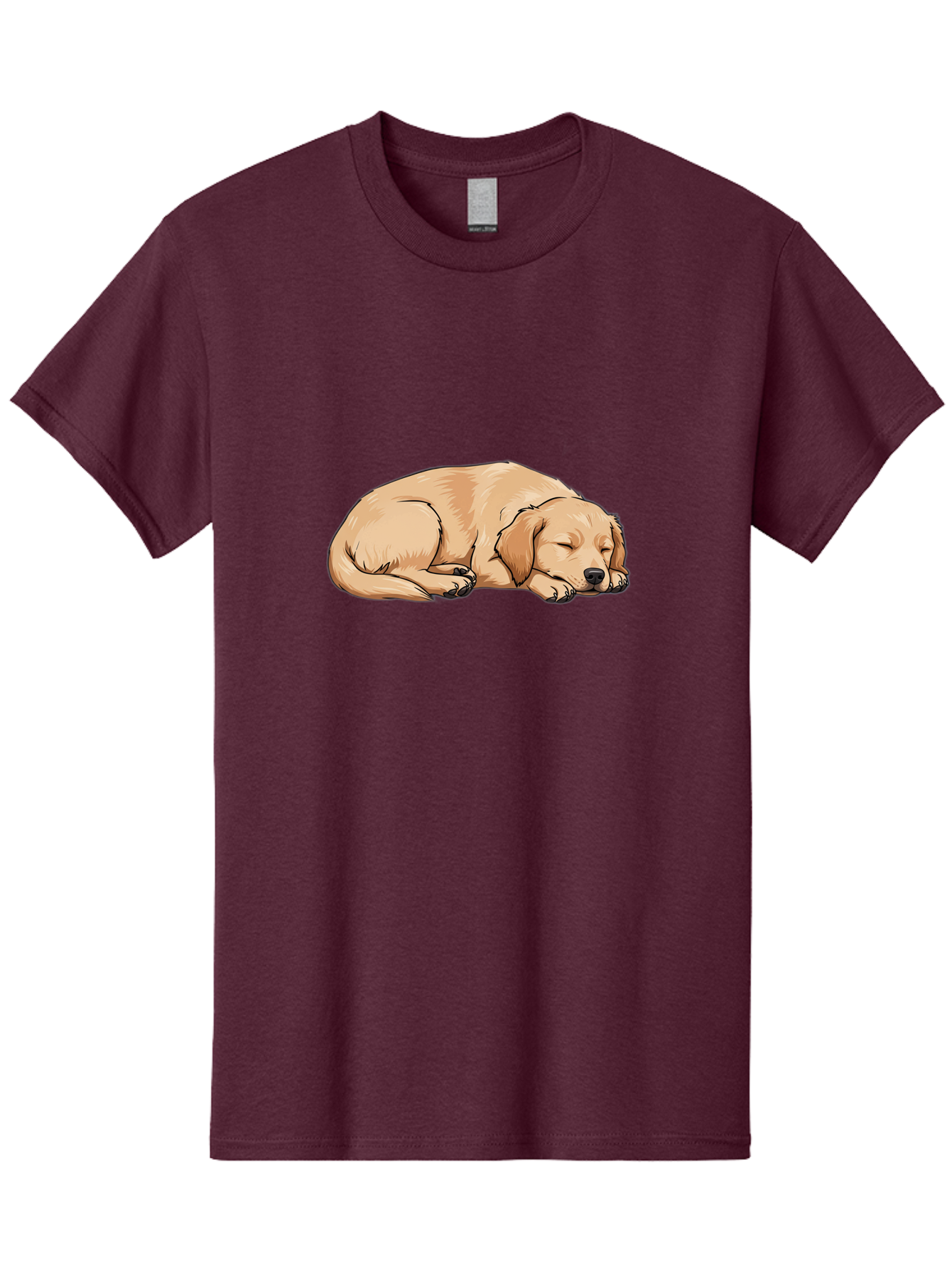 Sleeping-Puppy Men'S Graphic Tee, 100% Cotton, Comfortable Casual Summer Wear, Machine Washable, Adorable Puppy, Sleeping Dog, Golden Retriever, Cartoon Illustration, Peaceful Slumber, Cute Dog, Relaxed Puppy, Serene Atmosphere, Bac419