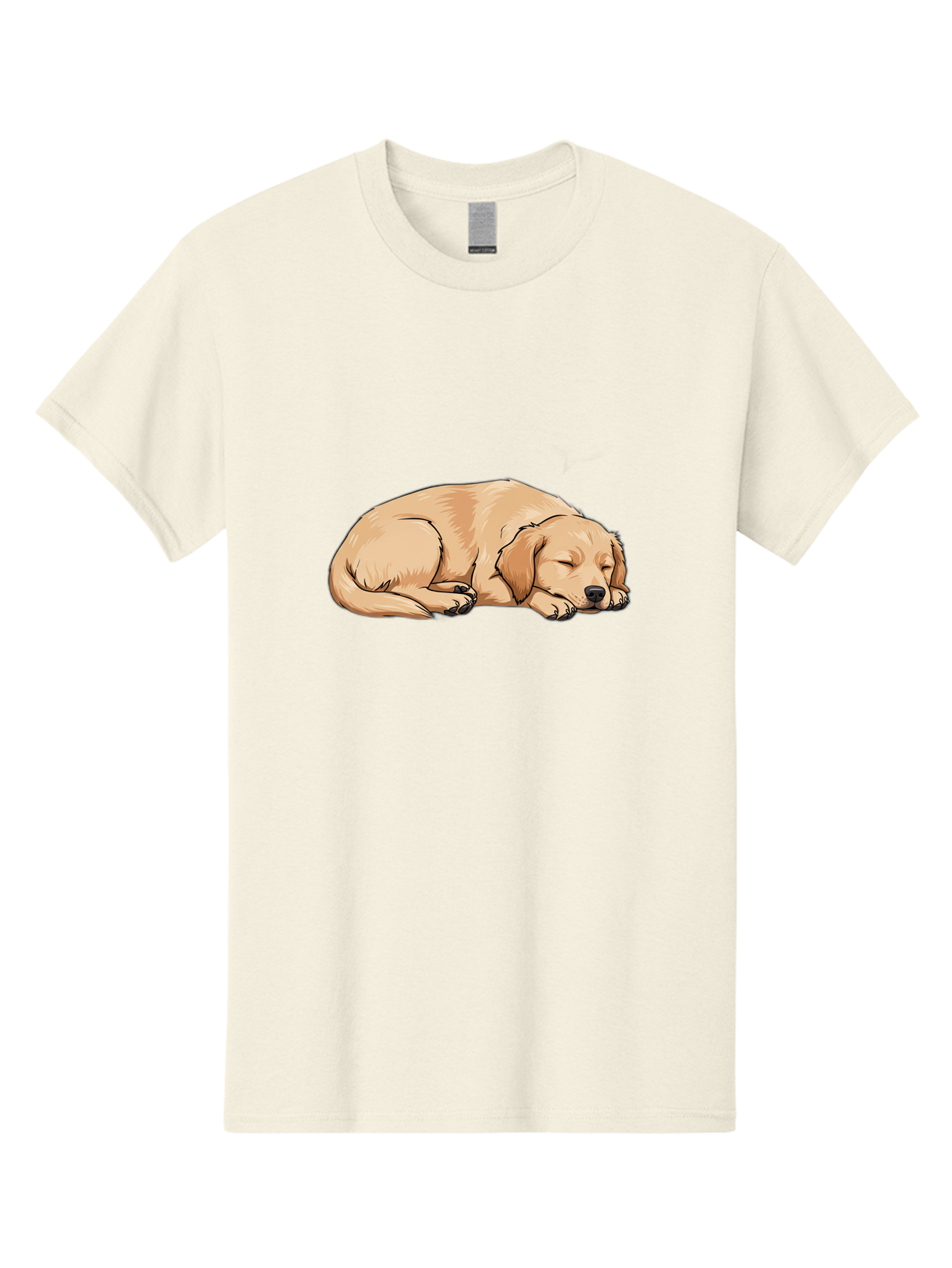 Sleeping-Puppy Men'S Graphic Tee, 100% Cotton, Comfortable Casual Summer Wear, Machine Washable, Adorable Puppy, Sleeping Dog, Golden Retriever, Cartoon Illustration, Peaceful Slumber, Cute Dog, Relaxed Puppy, Serene Atmosphere, Bac419