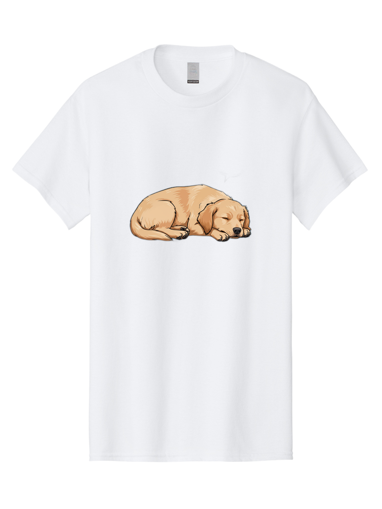 Sleeping-Puppy Men'S Graphic Tee, 100% Cotton, Comfortable Casual Summer Wear, Machine Washable, Adorable Puppy, Sleeping Dog, Golden Retriever, Cartoon Illustration, Peaceful Slumber, Cute Dog, Relaxed Puppy, Serene Atmosphere, Bac419