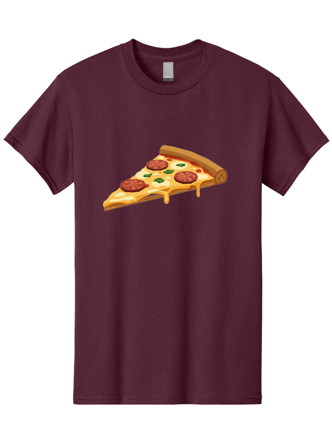 Slice-Of-Pepperoni-Pizza Men'S Graphic Tee, 100% Cotton, Comfortable Casual Summer Wear, Machine Washable, Pepperoni Pizza, Pizza Slice, Melted Cheese, Green Peppers, Red Pepperoni, Crispy Crust, Cheesy Goodness, Savory Delight Bac420