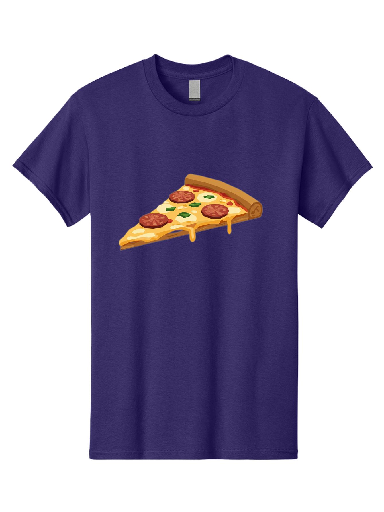 Slice-Of-Pepperoni-Pizza Men'S Graphic Tee, 100% Cotton, Comfortable Casual Summer Wear, Machine Washable, Pepperoni Pizza, Pizza Slice, Melted Cheese, Green Peppers, Red Pepperoni, Crispy Crust, Cheesy Goodness, Savory Delight Bac420