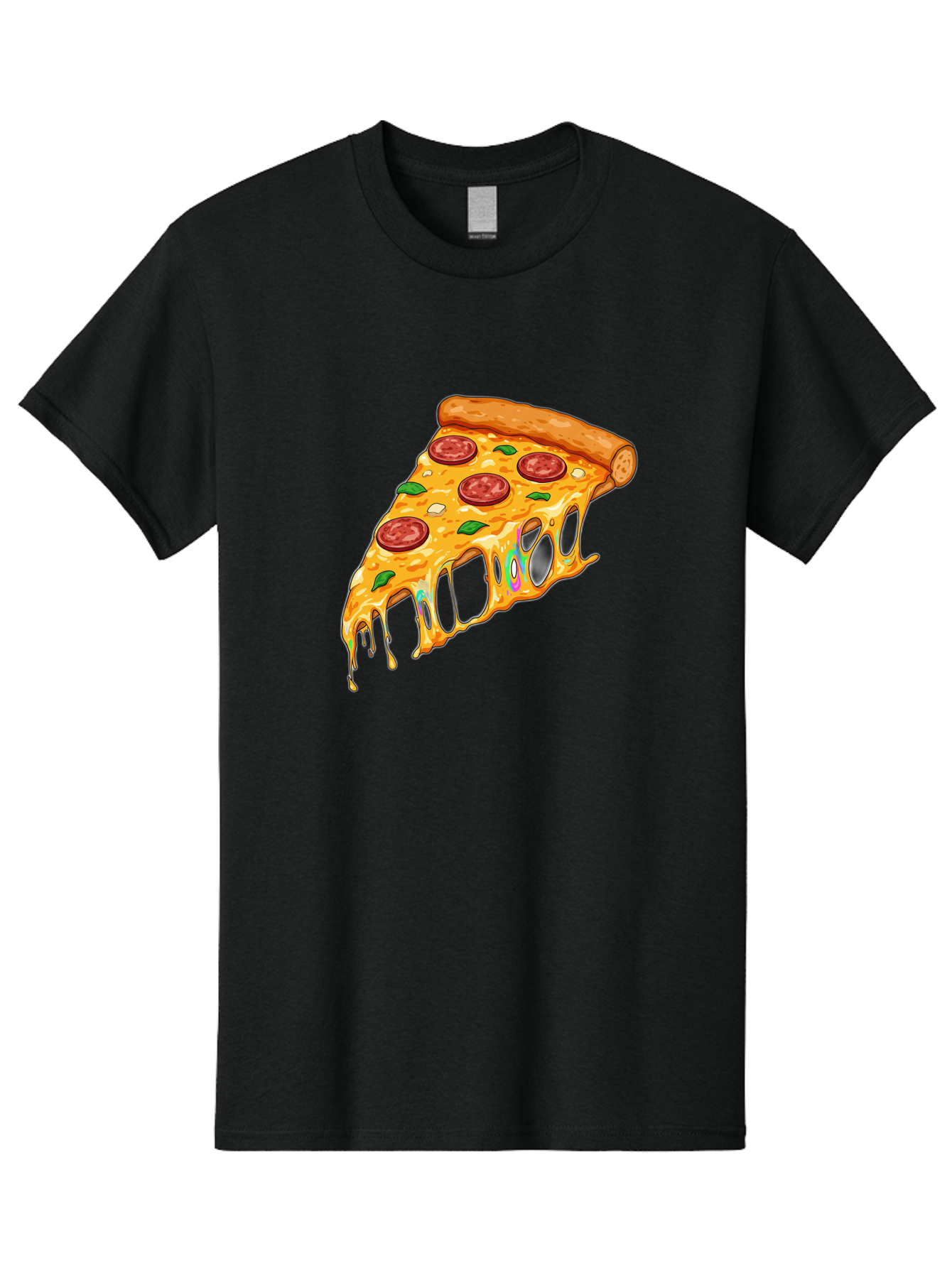 Slice-Of-Pizza Men'S Graphic Tee, 100% Cotton, Comfortable Casual Summer Wear, Machine Washable, Melted Cheese, Pepperoni Pizza, Cheesy Goodness, Melted Mozzarella, Savory Delight, Italian Cuisine, Pizza Love, Tasty Treat, Foodie Favorite Bac421