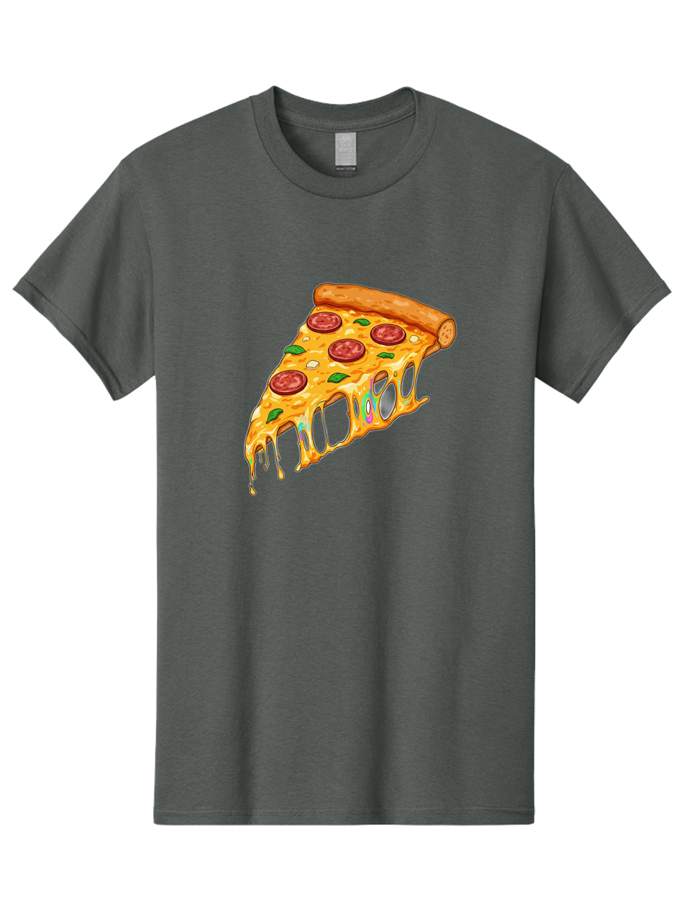 Slice-Of-Pizza Men'S Graphic Tee, 100% Cotton, Comfortable Casual Summer Wear, Machine Washable, Melted Cheese, Pepperoni Pizza, Cheesy Goodness, Melted Mozzarella, Savory Delight, Italian Cuisine, Pizza Love, Tasty Treat, Foodie Favorite Bac421