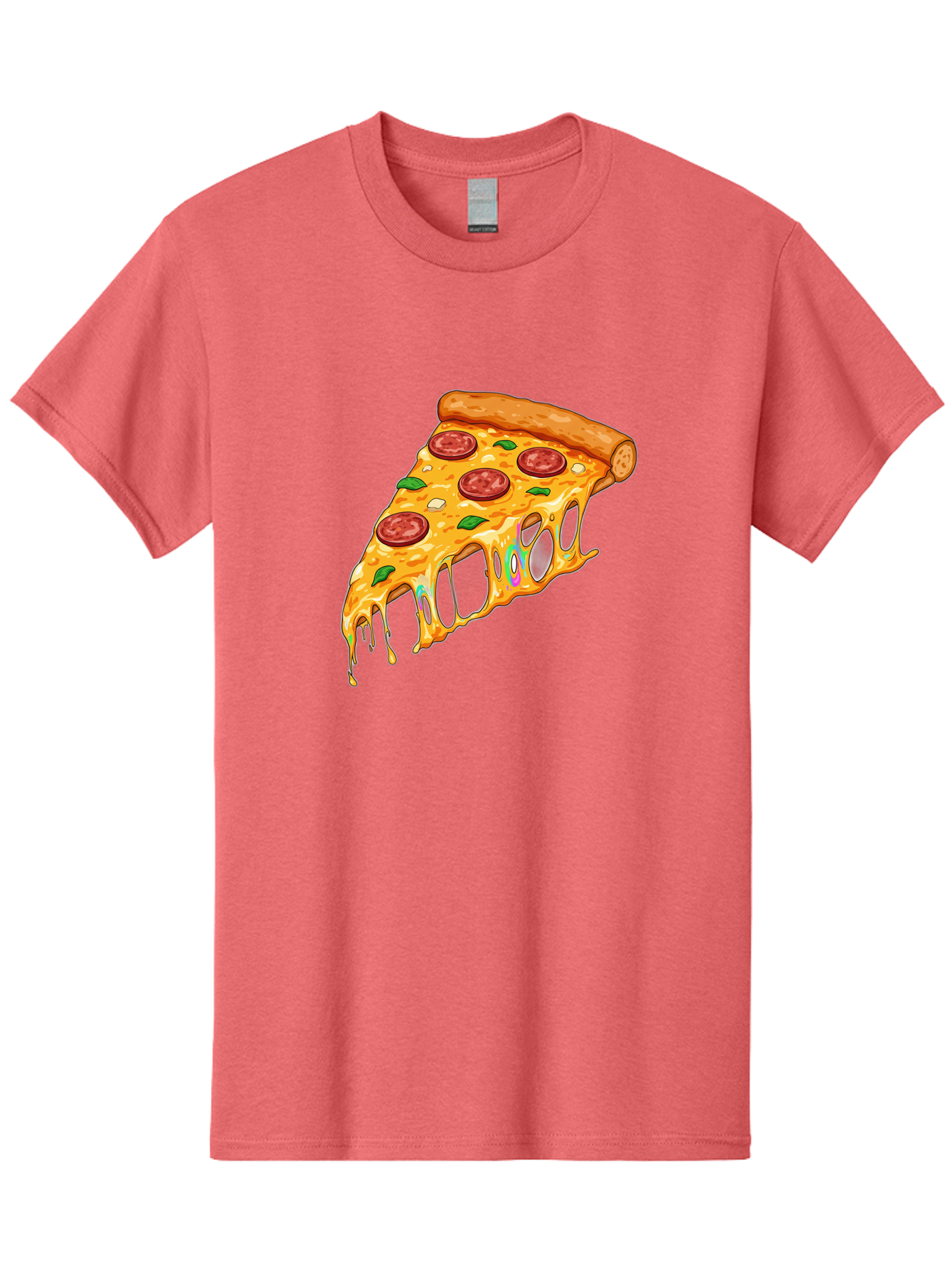 Slice-Of-Pizza Men'S Graphic Tee, 100% Cotton, Comfortable Casual Summer Wear, Machine Washable, Melted Cheese, Pepperoni Pizza, Cheesy Goodness, Melted Mozzarella, Savory Delight, Italian Cuisine, Pizza Love, Tasty Treat, Foodie Favorite Bac421