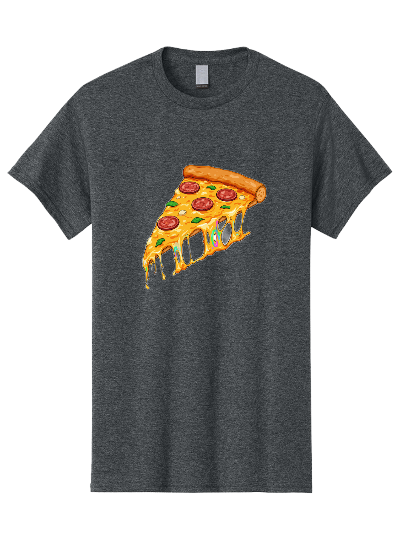 Slice-Of-Pizza Men'S Graphic Tee, 100% Cotton, Comfortable Casual Summer Wear, Machine Washable, Melted Cheese, Pepperoni Pizza, Cheesy Goodness, Melted Mozzarella, Savory Delight, Italian Cuisine, Pizza Love, Tasty Treat, Foodie Favorite Bac421