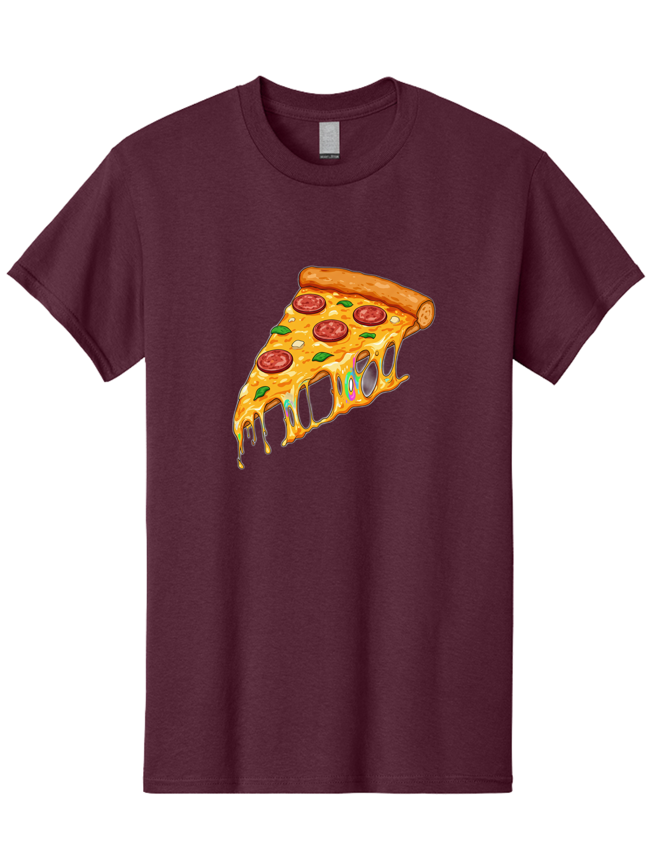 Slice-Of-Pizza Men'S Graphic Tee, 100% Cotton, Comfortable Casual Summer Wear, Machine Washable, Melted Cheese, Pepperoni Pizza, Cheesy Goodness, Melted Mozzarella, Savory Delight, Italian Cuisine, Pizza Love, Tasty Treat, Foodie Favorite Bac421
