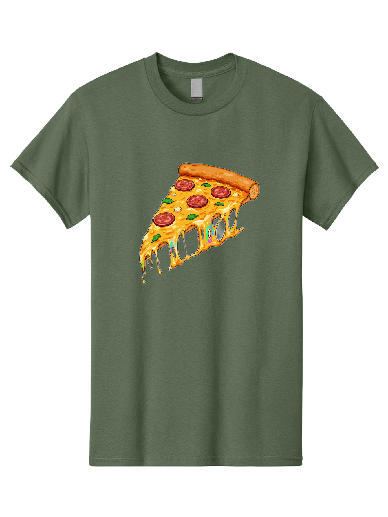 Slice-Of-Pizza Men'S Graphic Tee, 100% Cotton, Comfortable Casual Summer Wear, Machine Washable, Melted Cheese, Pepperoni Pizza, Cheesy Goodness, Melted Mozzarella, Savory Delight, Italian Cuisine, Pizza Love, Tasty Treat, Foodie Favorite Bac421